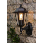 LEW1622 Lewis Outdoor Wall Light Matt Black and Glass IP44