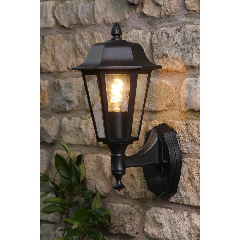 LEW1622 Lewis Outdoor Wall Light Matt Black and Glass IP44