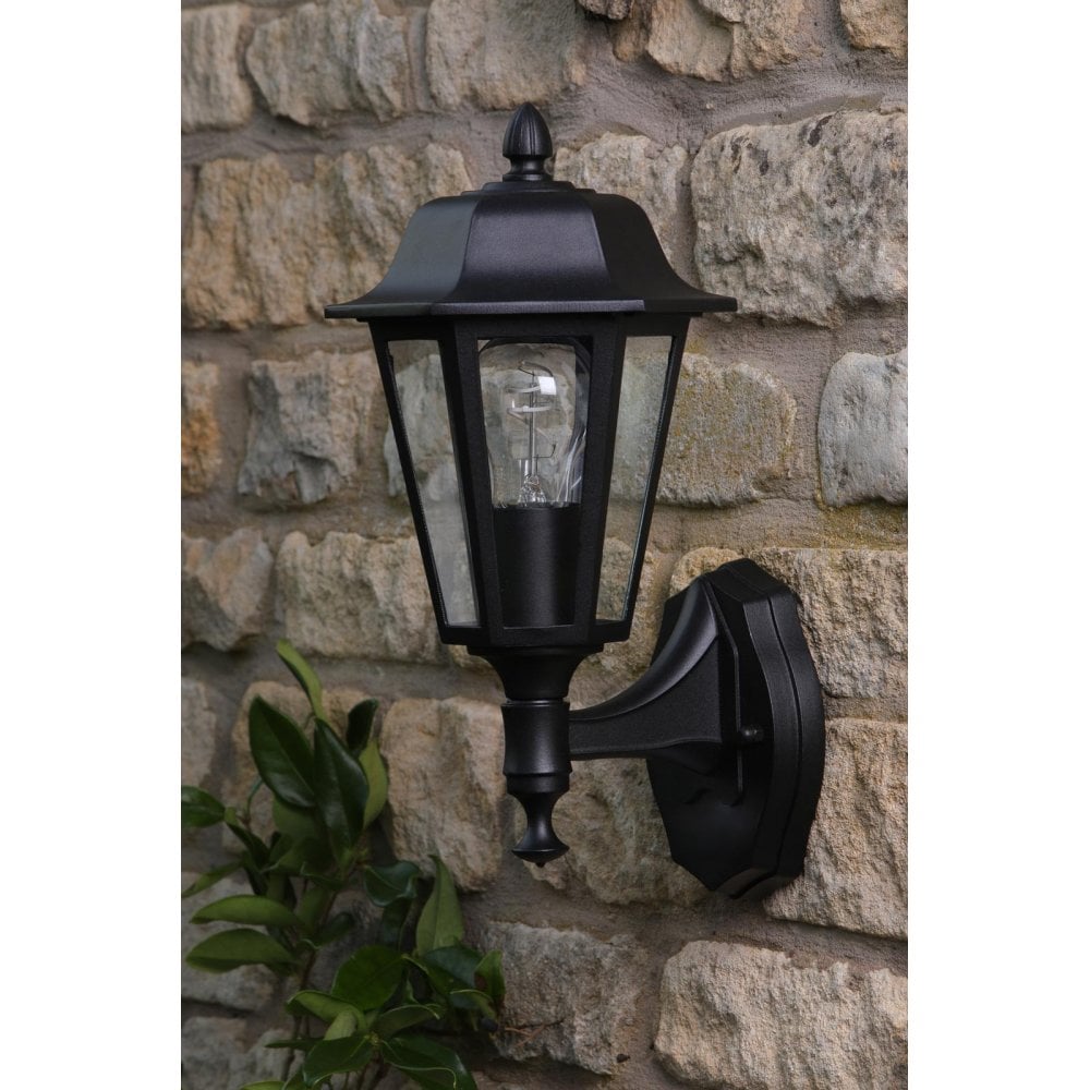 LEW1622 Lewis Outdoor Wall Light Matt Black and Glass IP44