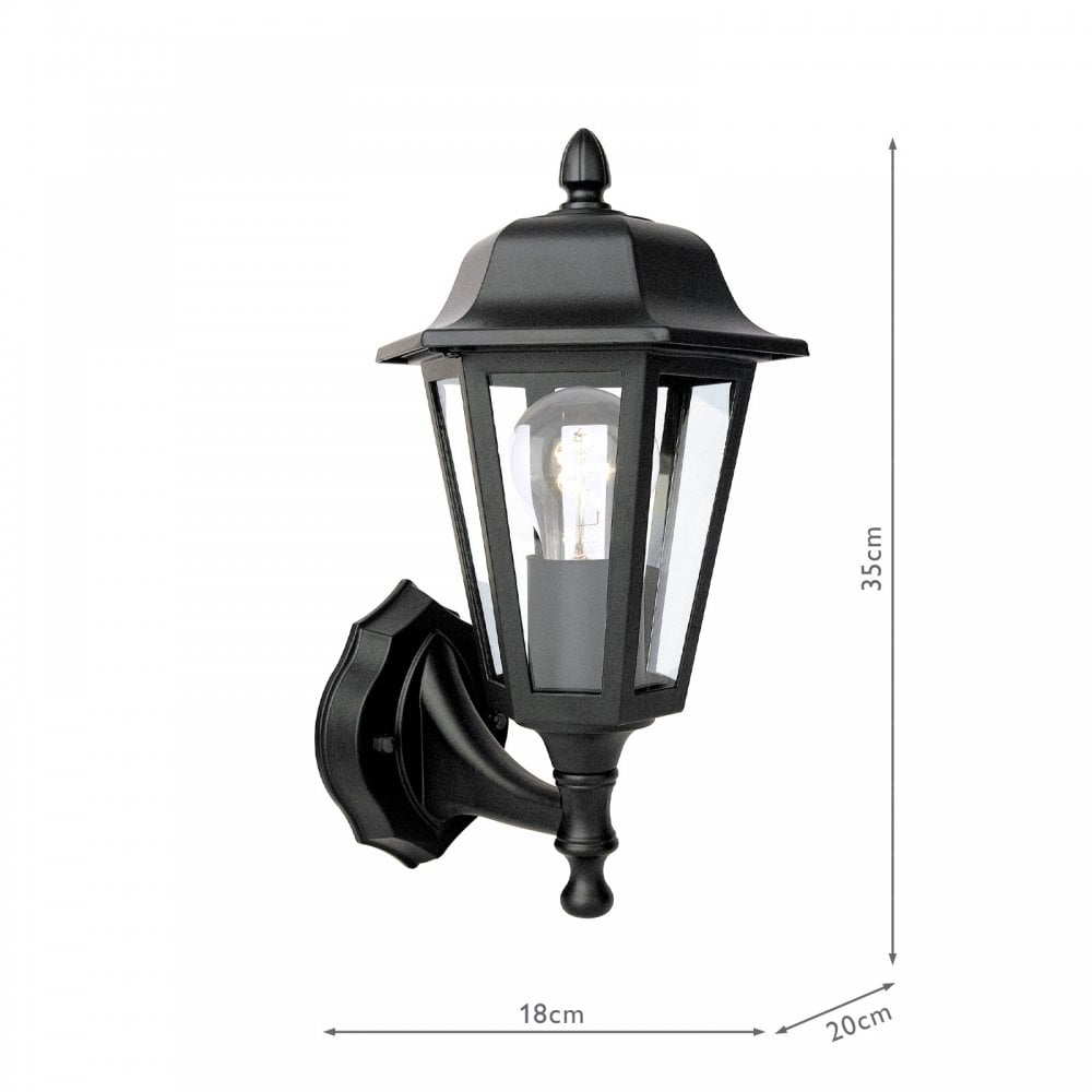 LEW1622 Lewis Outdoor Wall Light Matt Black and Glass IP44