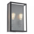 MAZ5022 Mazin 2 Light Outdoor Wall Light Matt Black and Glass IP44