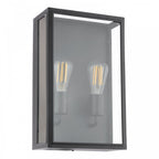 MAZ5022 Mazin 2 Light Outdoor Wall Light Matt Black and Glass IP44