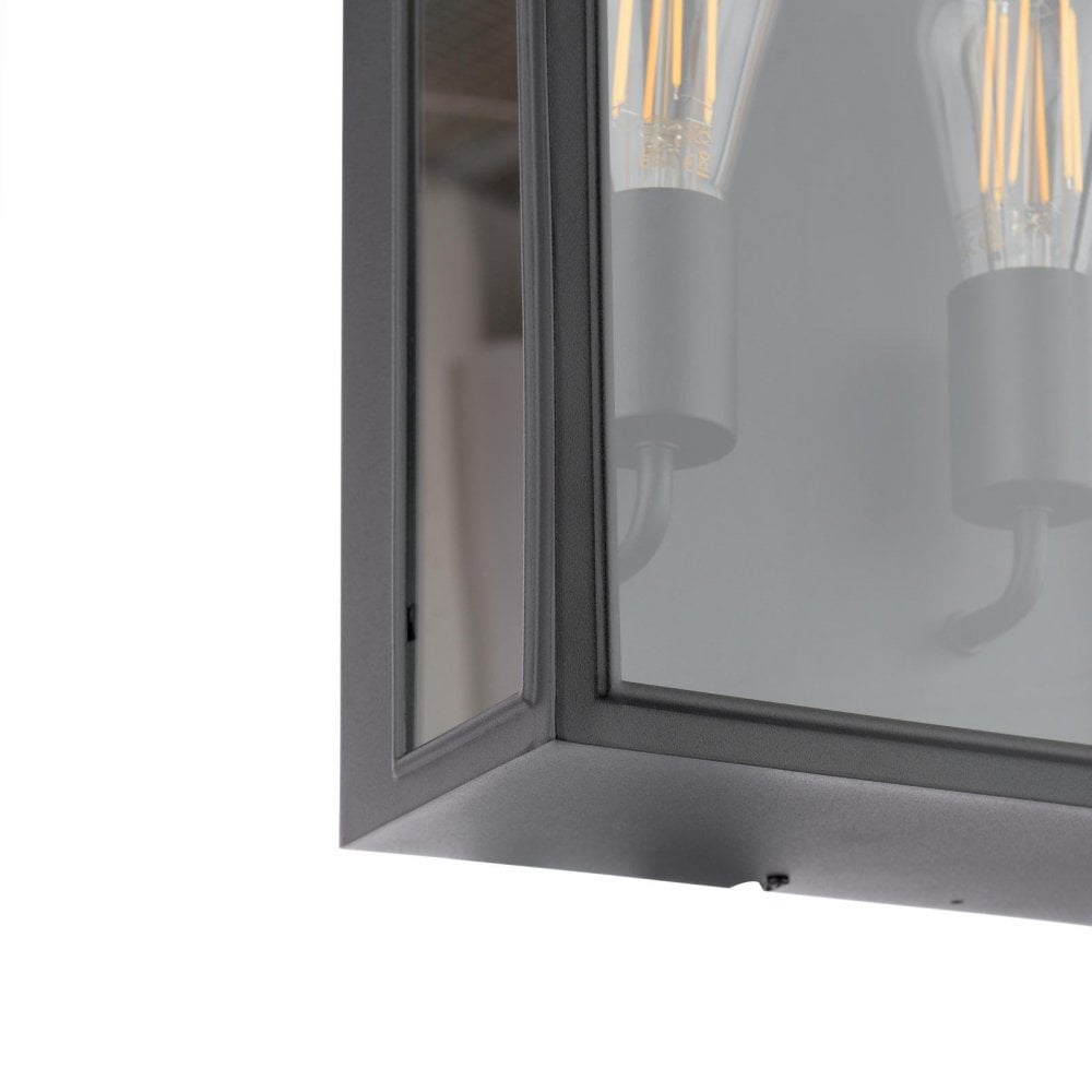 MAZ5022 Mazin 2 Light Outdoor Wall Light Matt Black and Glass IP44