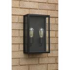 MAZ5022 Mazin 2 Light Outdoor Wall Light Matt Black and Glass IP44