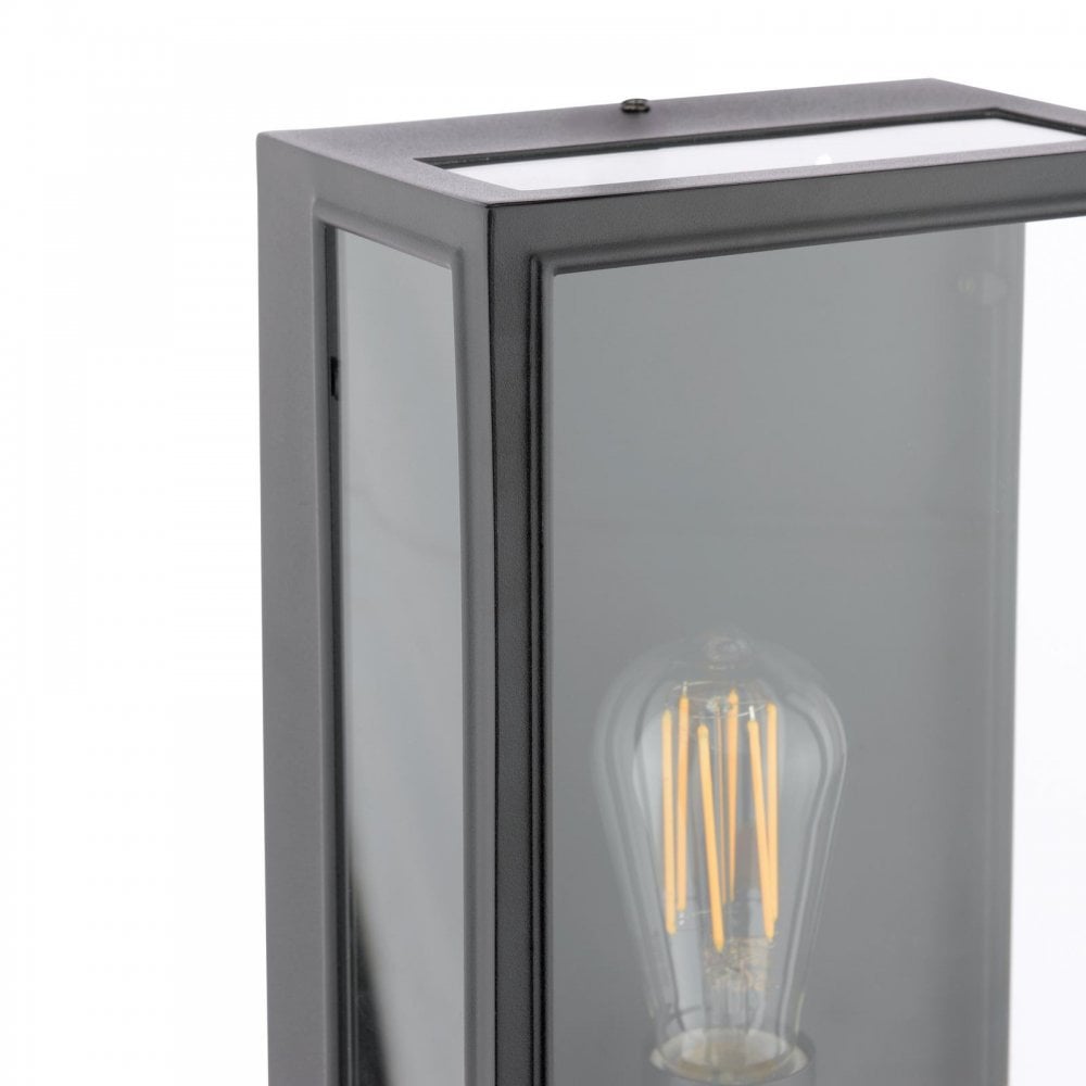 MAZ5222 Mazin Outdoor Wall Light Matt Black and Glass IP44