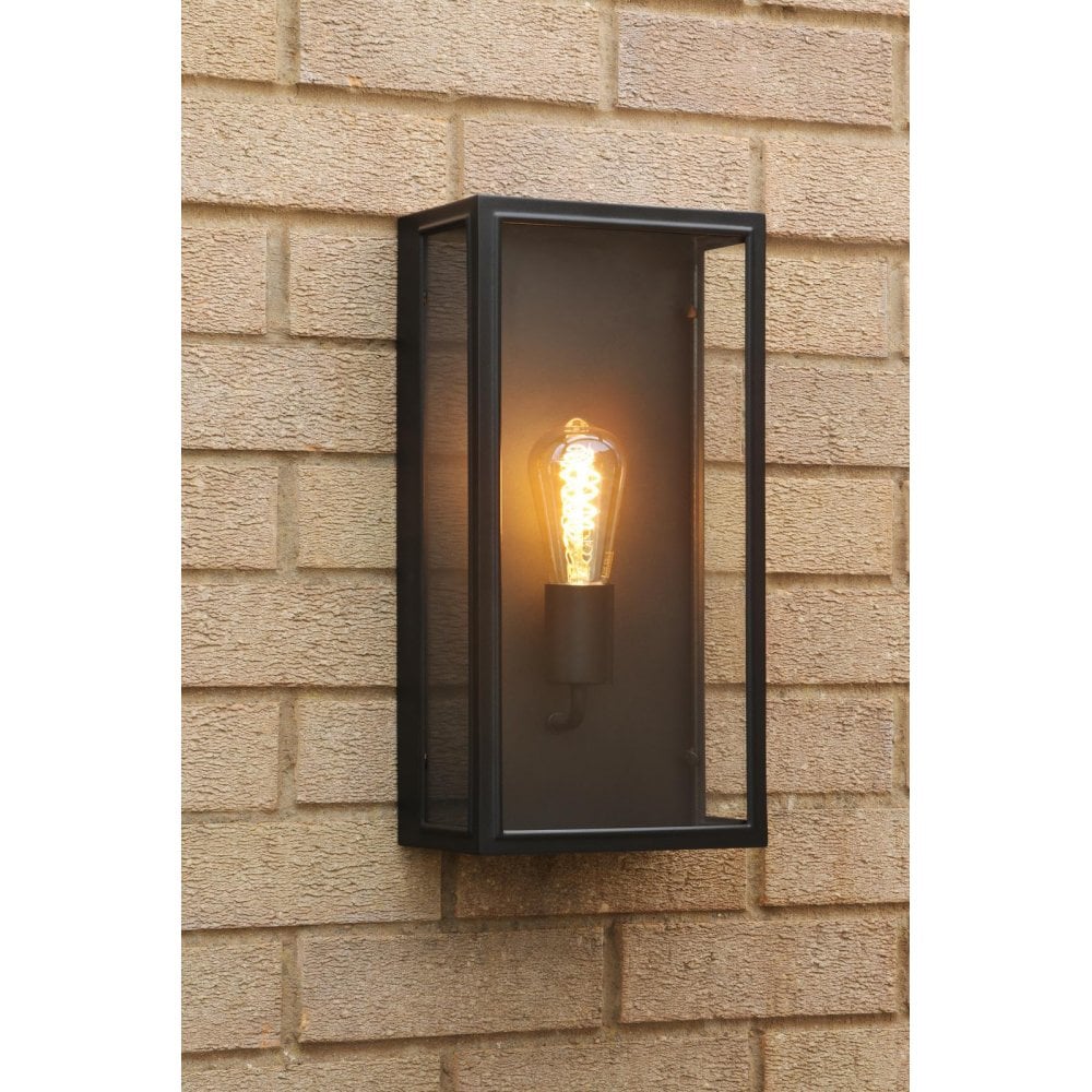 MAZ5222 Mazin Outdoor Wall Light Matt Black and Glass IP44