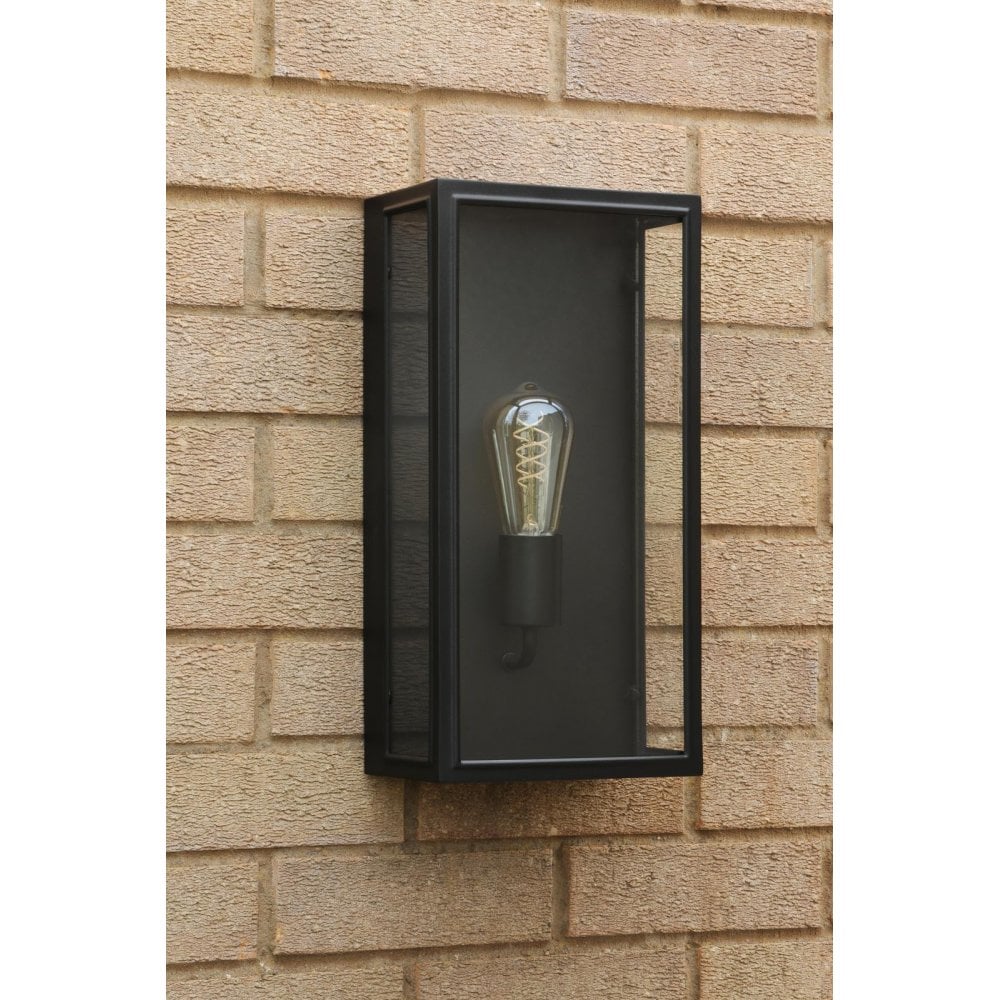 MAZ5222 Mazin Outdoor Wall Light Matt Black and Glass IP44
