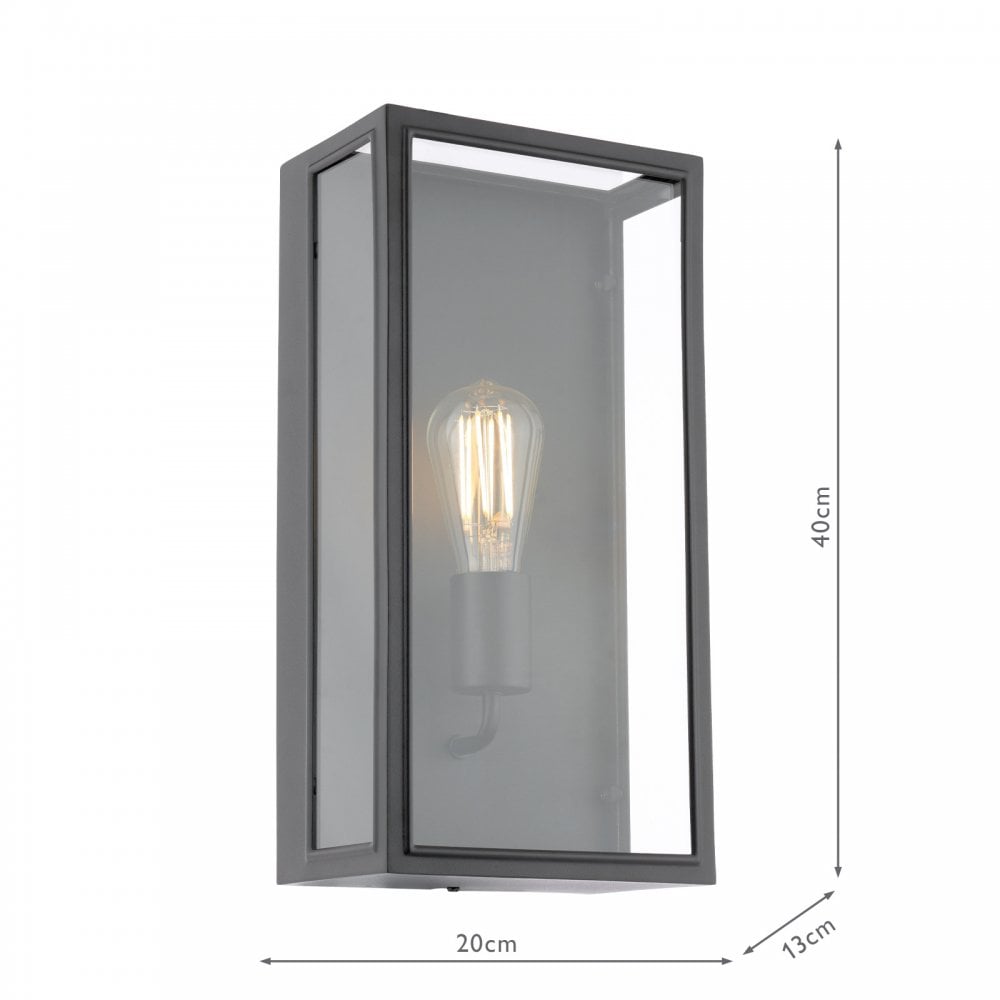 MAZ5222 Mazin Outdoor Wall Light Matt Black and Glass IP44