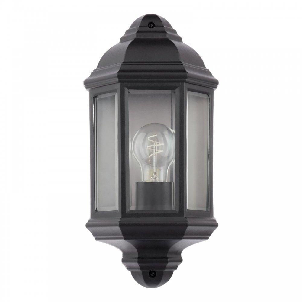NEL2122 Nelson Outdoor Wall Light Matt Black and Glass IP44