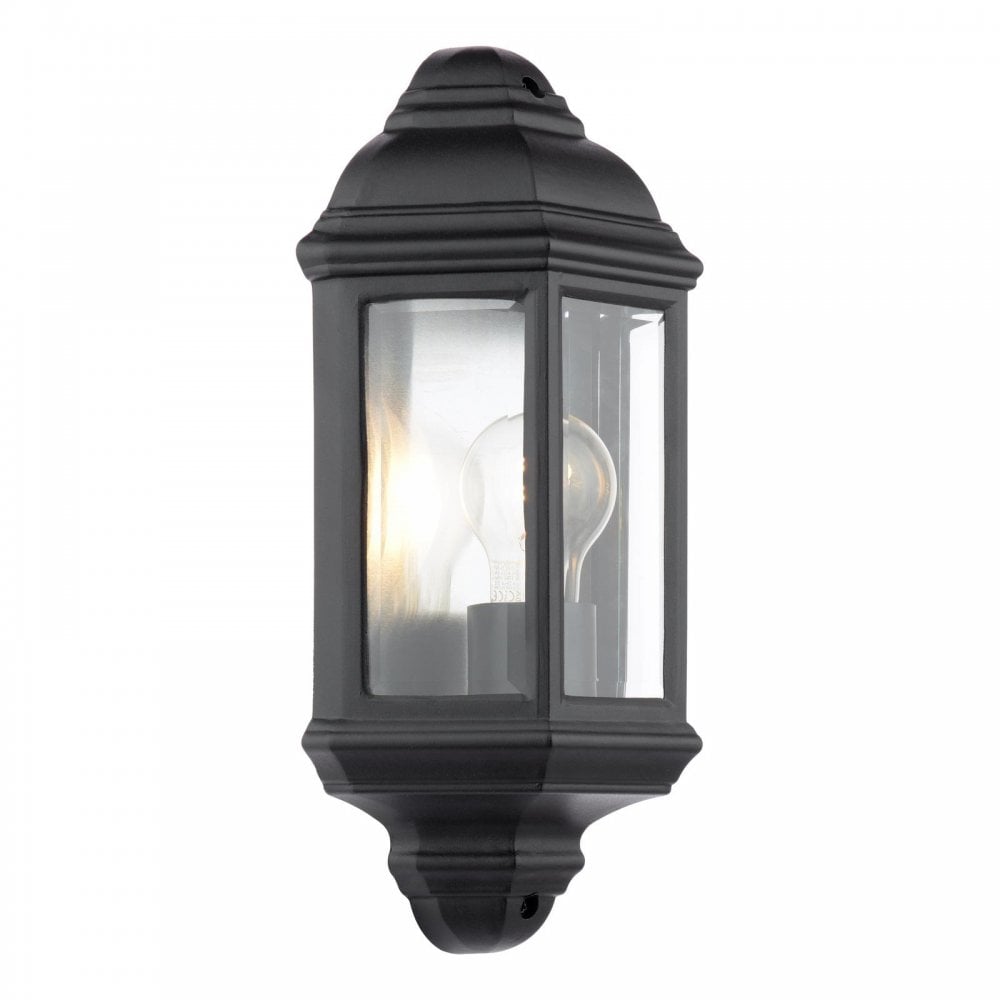 NEL2122 Nelson Outdoor Wall Light Matt Black and Glass IP44