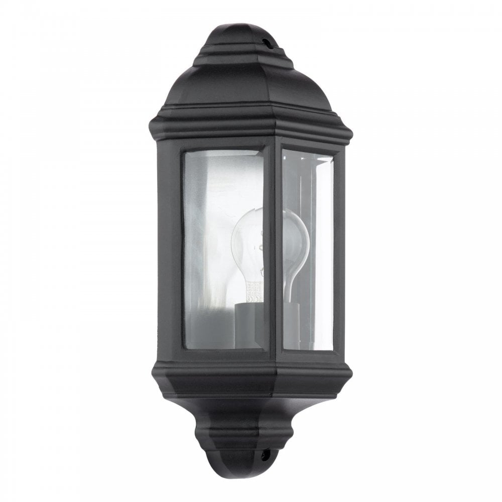 NEL2122 Nelson Outdoor Wall Light Matt Black and Glass IP44