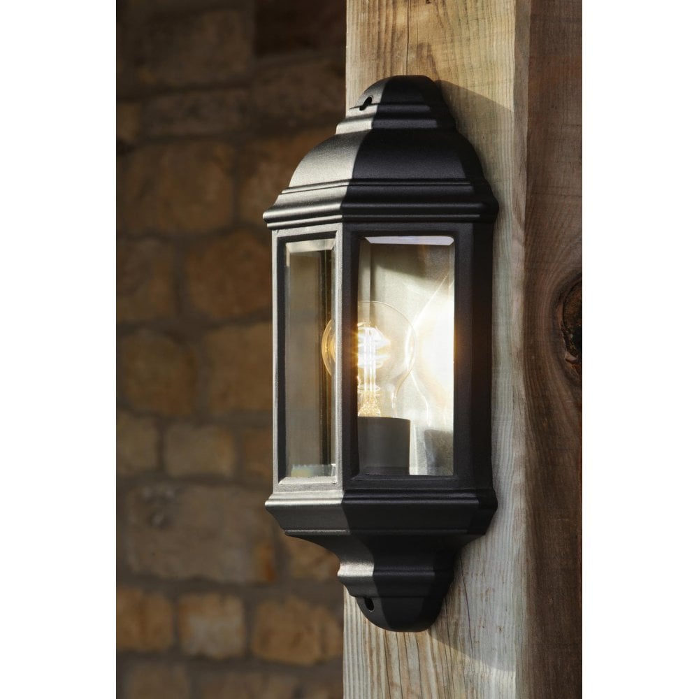 NEL2122 Nelson Outdoor Wall Light Matt Black and Glass IP44