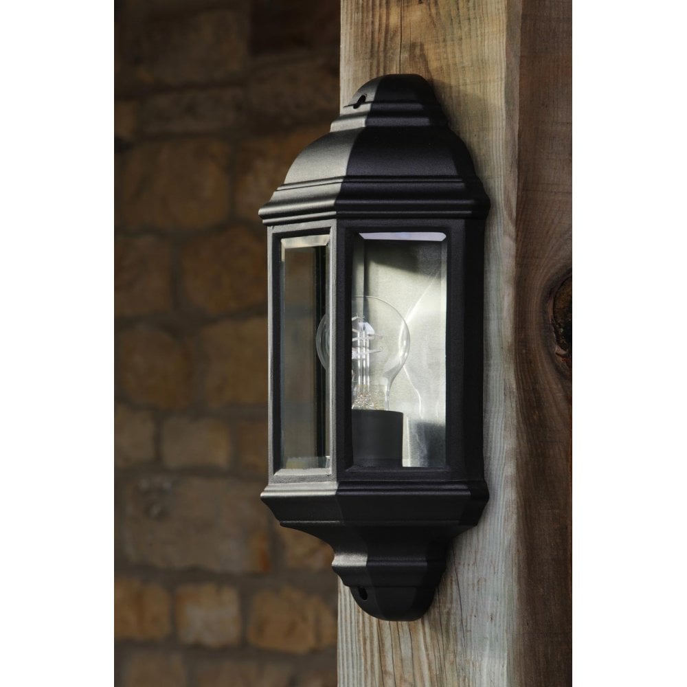 NEL2122 Nelson Outdoor Wall Light Matt Black and Glass IP44