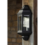 NEL2122 Nelson Outdoor Wall Light Matt Black and Glass IP44