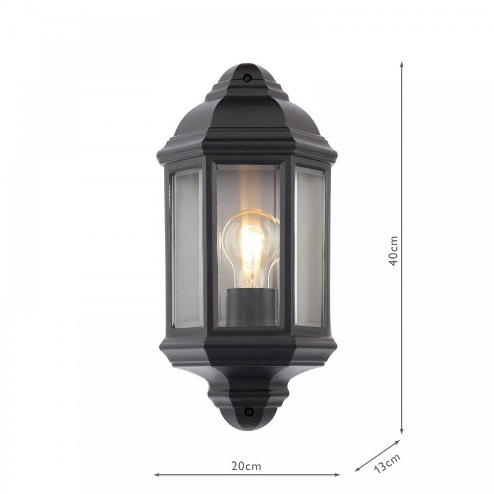 NEL2122 Nelson Outdoor Wall Light Matt Black and Glass IP44