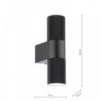 OBI3222 Obi 2 Light Outdoor Wall Light Matt Black IP54
