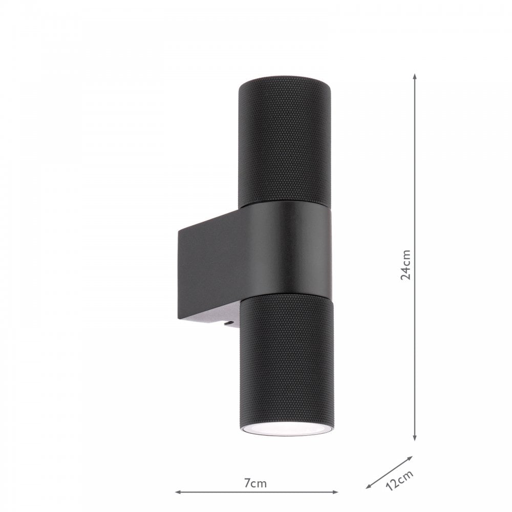 OBI3222 Obi 2 Light Outdoor Wall Light Matt Black IP54