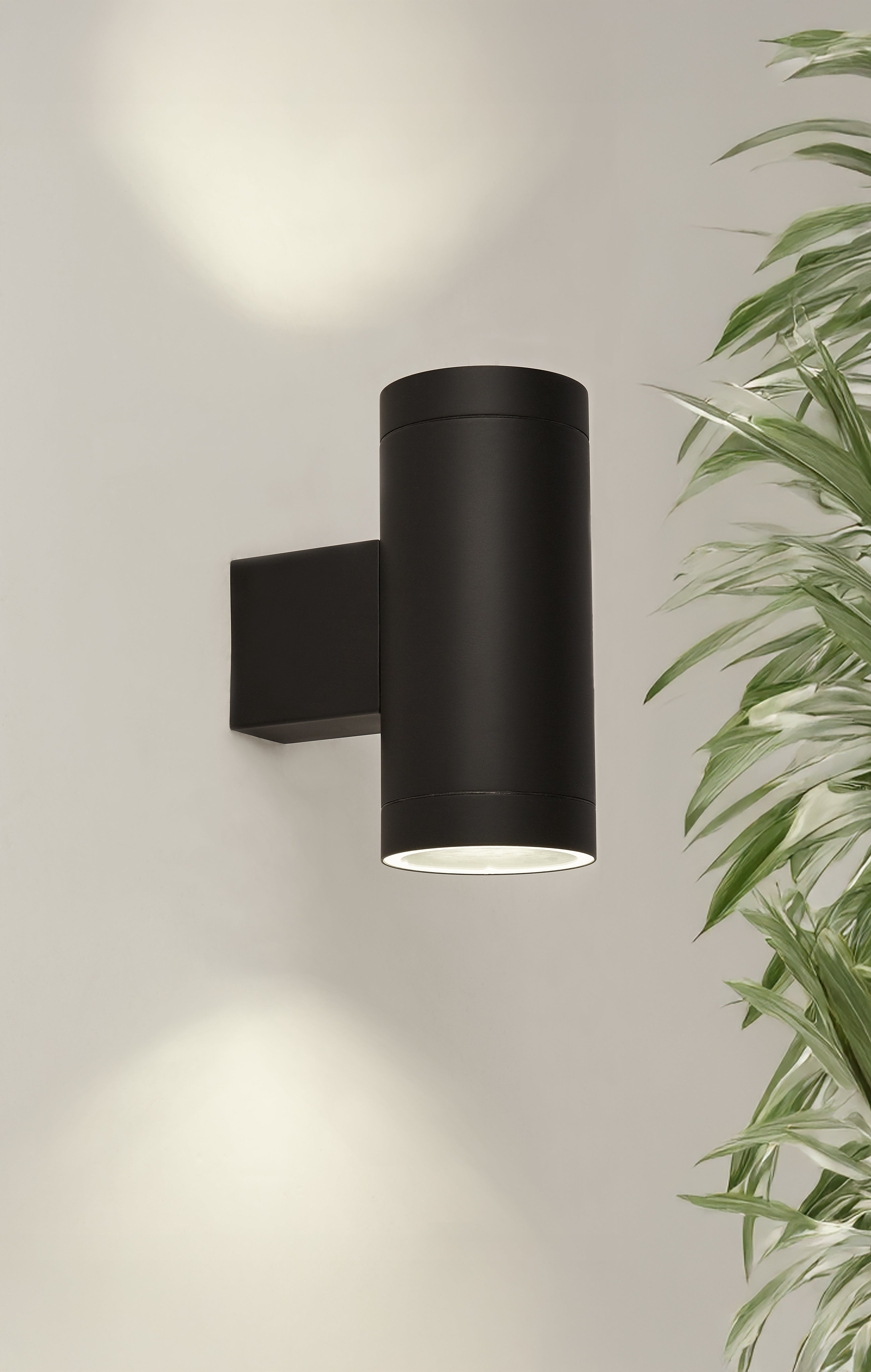 19082BK 2 Light Outdoor Up Down Light With Dusk Till Dawn Sensor Black