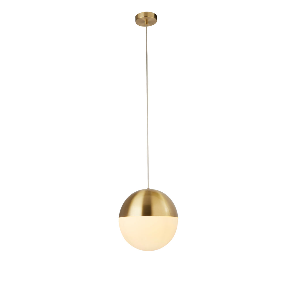 24181SB Endor 1 Light Pendant Satin Brass Finish With Opal Glass