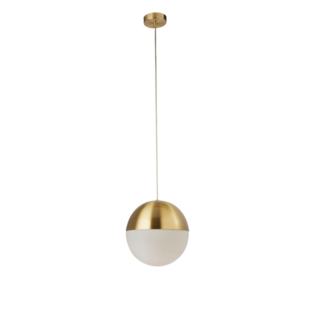 24181SB Endor 1 Light Pendant Satin Brass Finish With Opal Glass