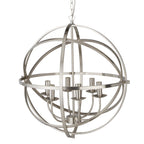 2476-6SS Orbit 6 Light Cage Frame Orb Pendant Satin Silver
