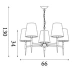 30690-5BK Gothic 5 Light Pendant Hammered Black Metal Natural Linen
