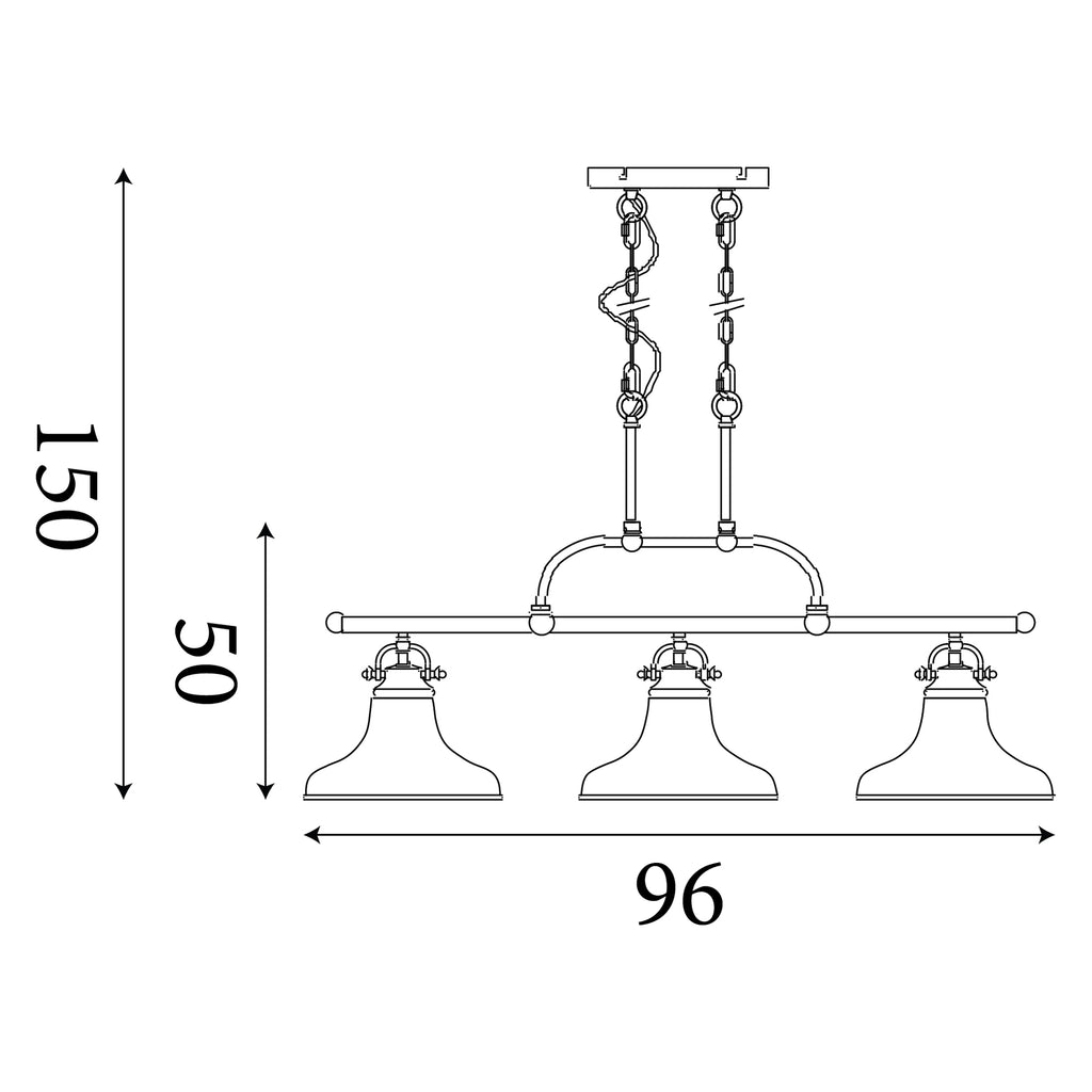 3193-3AB Dallas 3 Light Bar Pendant Antique Brass Metal (S)
