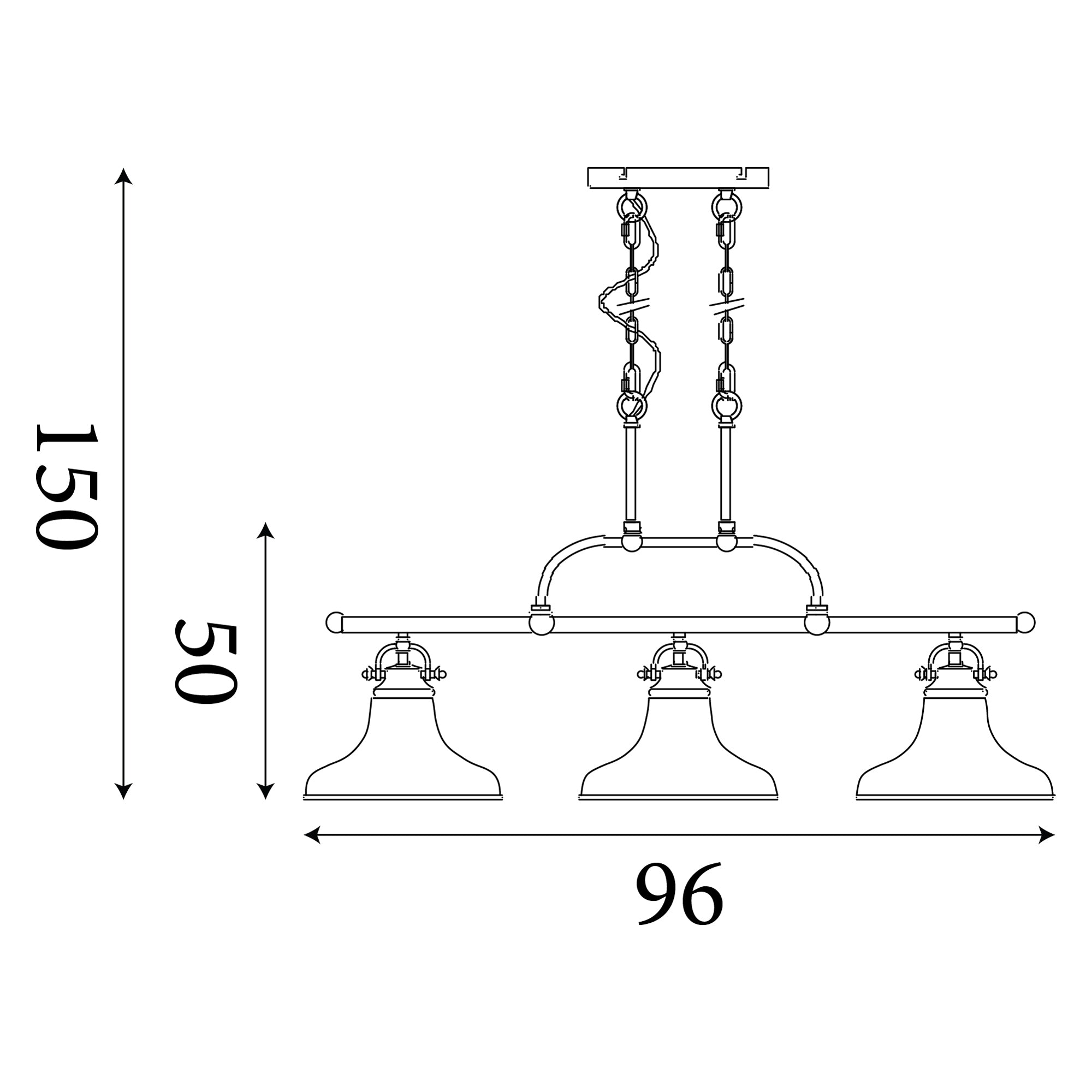 3193-3AB Dallas 3 Light Bar Pendant Antique Brass Metal