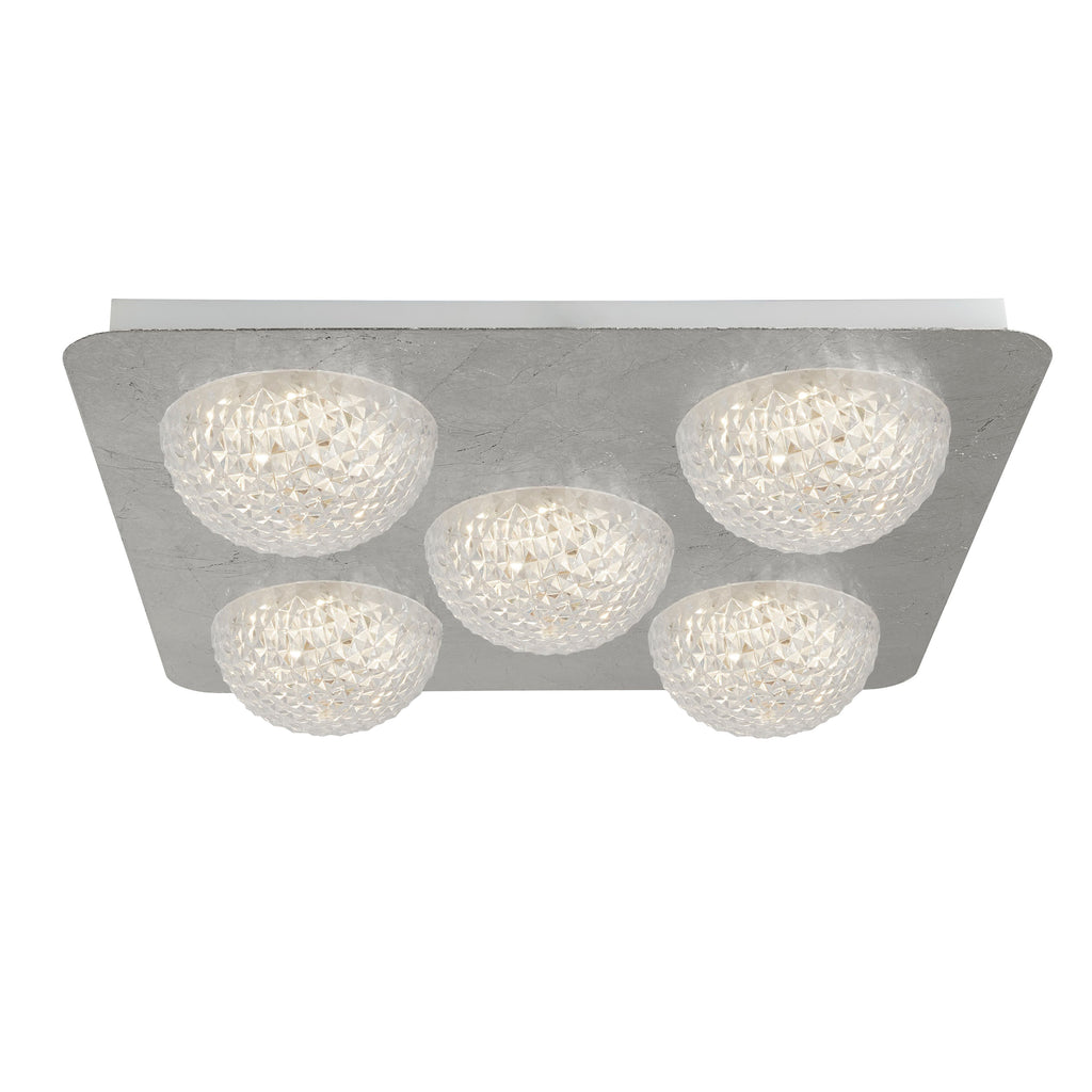 32511-5SI Celestia 5 Light LED Ceiling Light Silver Leaf With Clear Acrylic