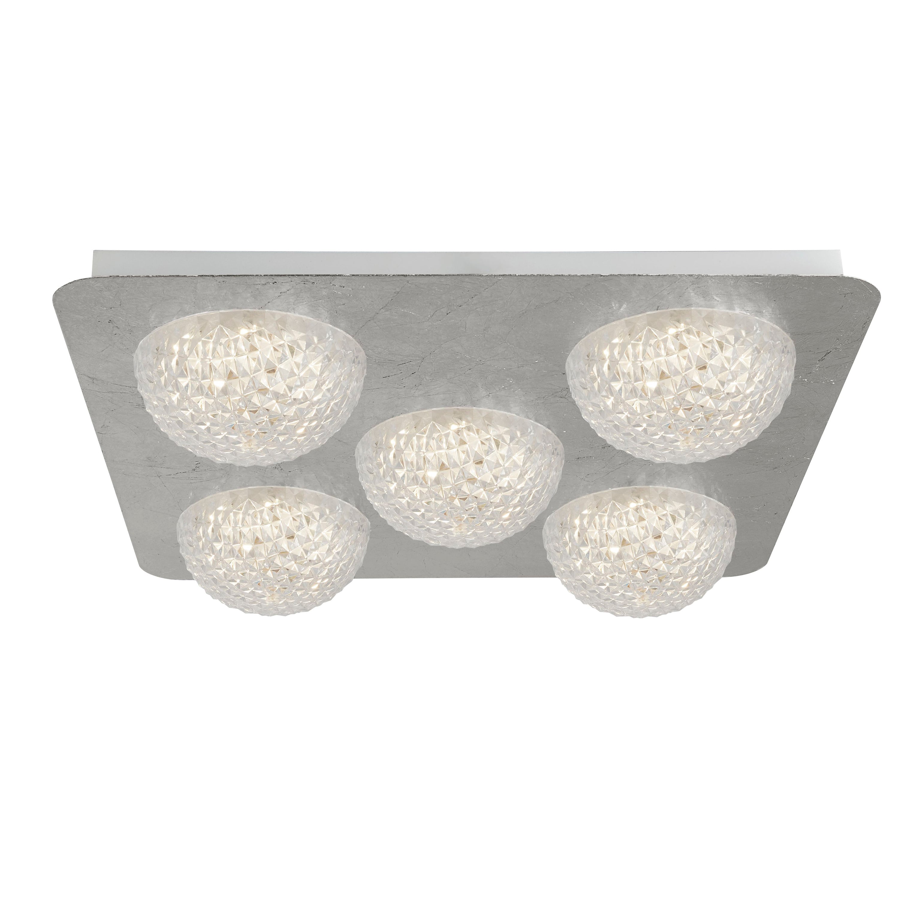 32511-5SI Celestia 5 Light LED Ceiling Light Silver Leaf With Clear Acrylic