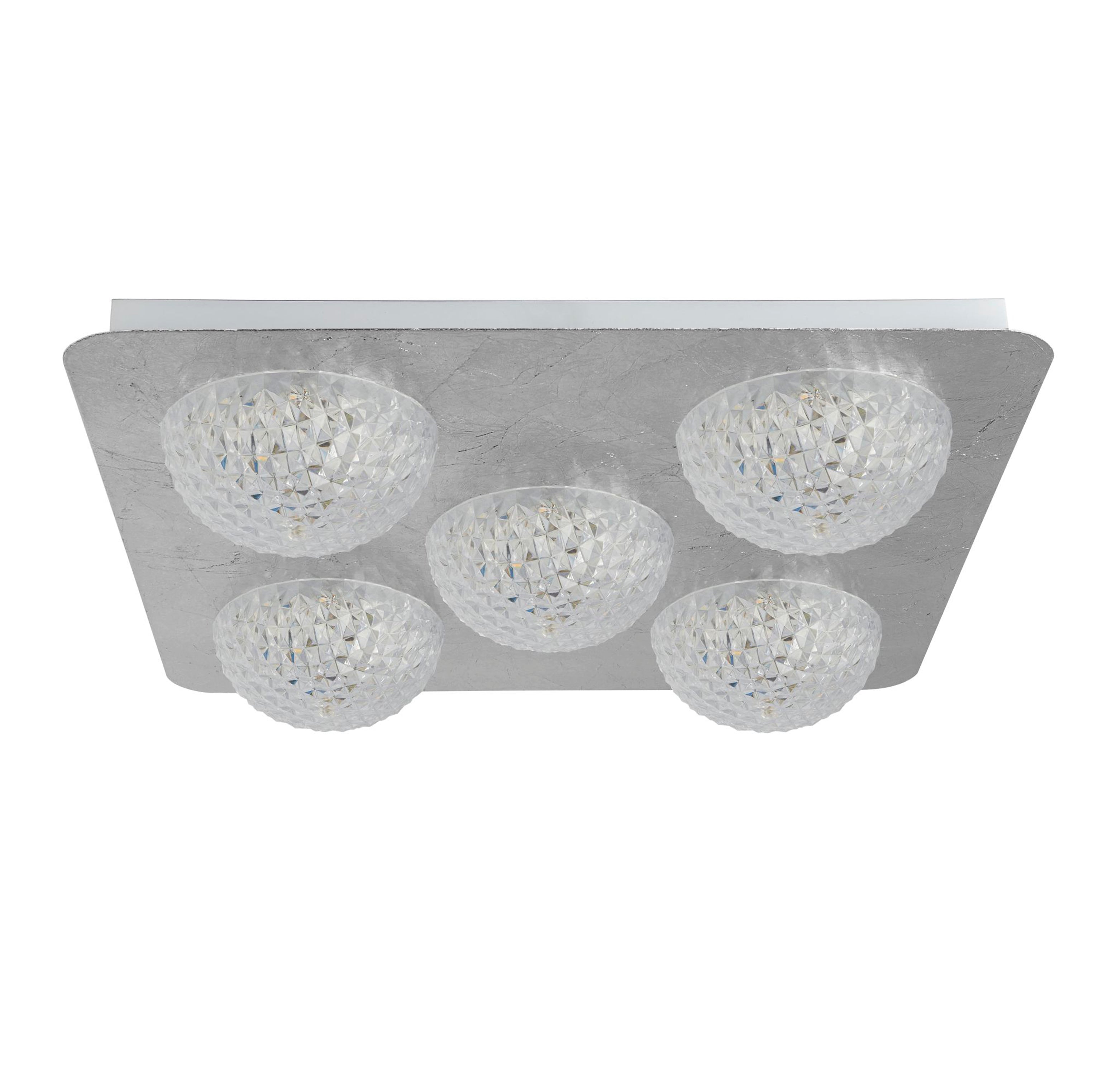 32511-5SI Celestia 5 Light LED Ceiling Light Silver Leaf With Clear Acrylic