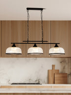 3593-3BK Highworth 3 Light Bar Pendant Black Metal Holophane Style Glass