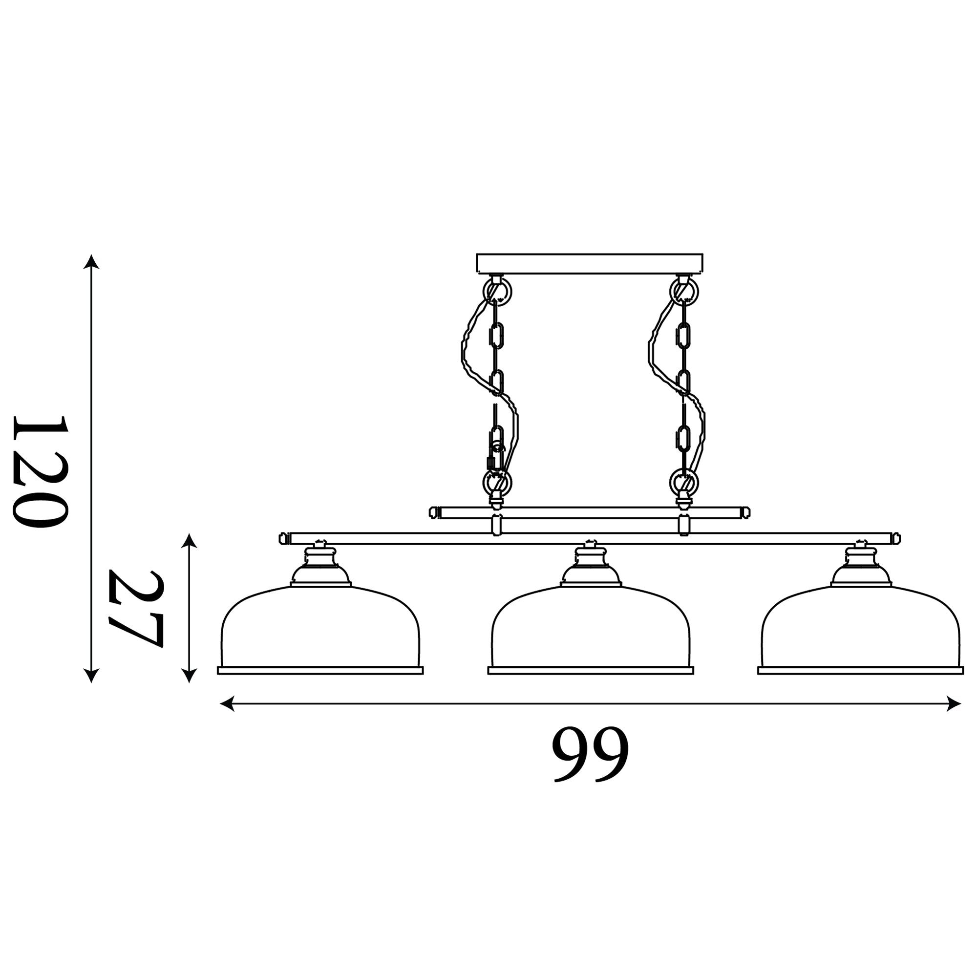 3593-3BK Highworth 3 Light Bar Pendant Black Metal Holophane Style Glass