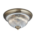 4370 American Diner - 2 Light IP44 Ceiling Flush Antique Brass Clear Glass