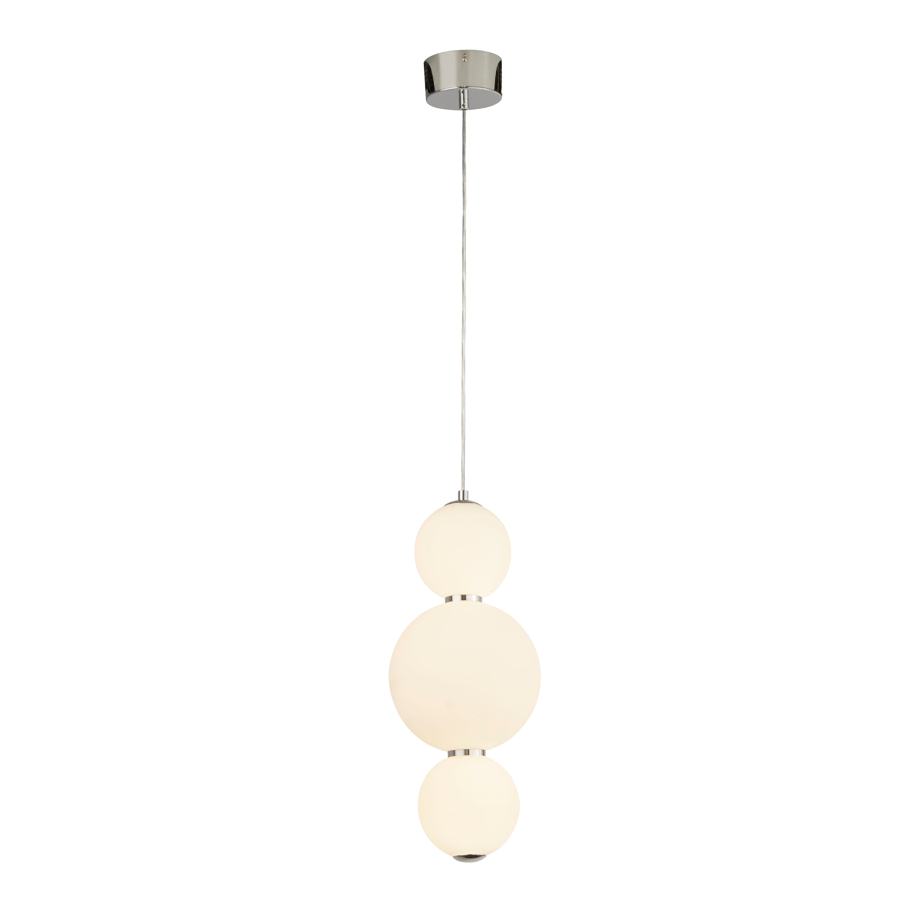51022-3CC Snowball 3 Light Pendant Chrome With Opal Glass Shade