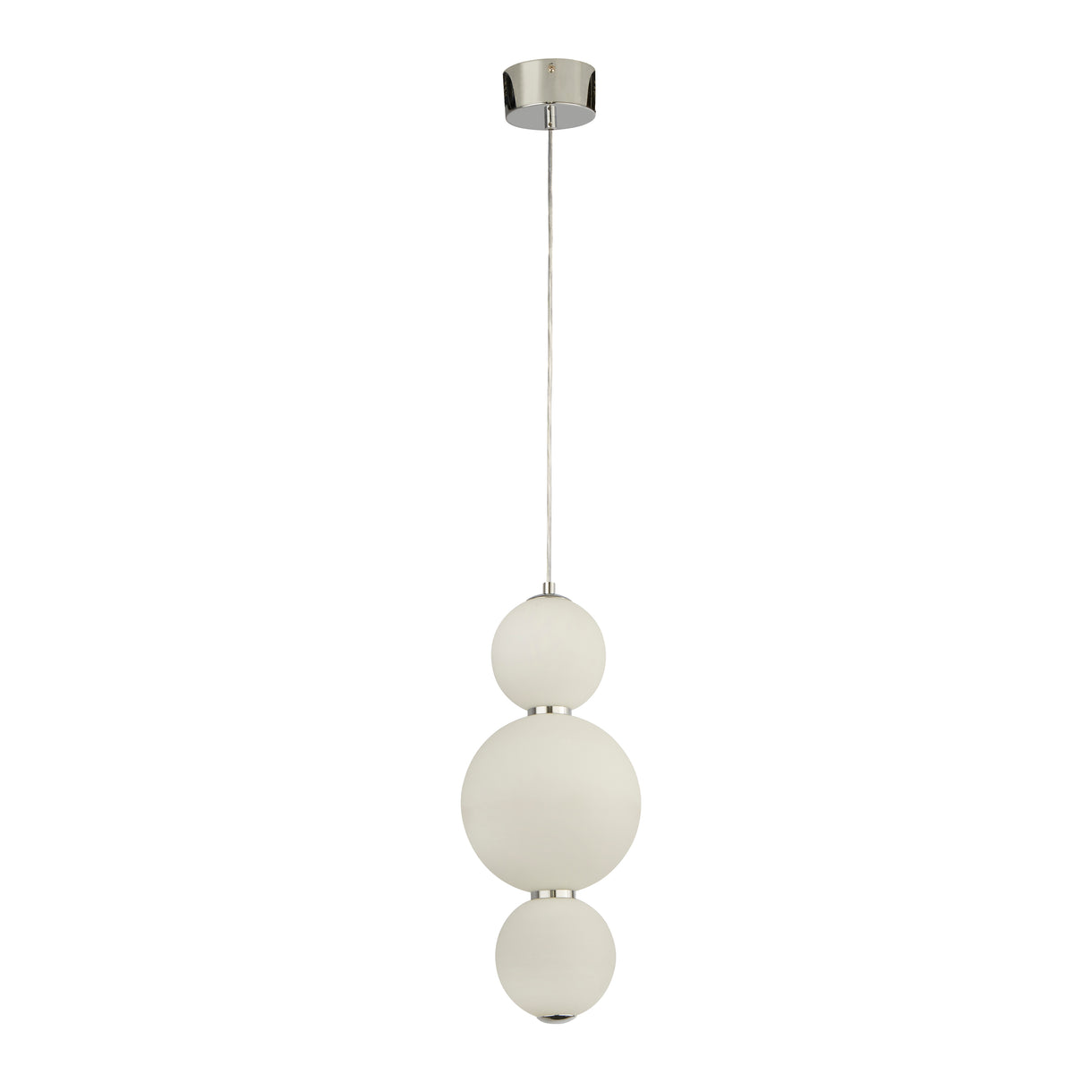 51022-3CC Snowball 3 Light Pendant Chrome With Opal Glass Shade