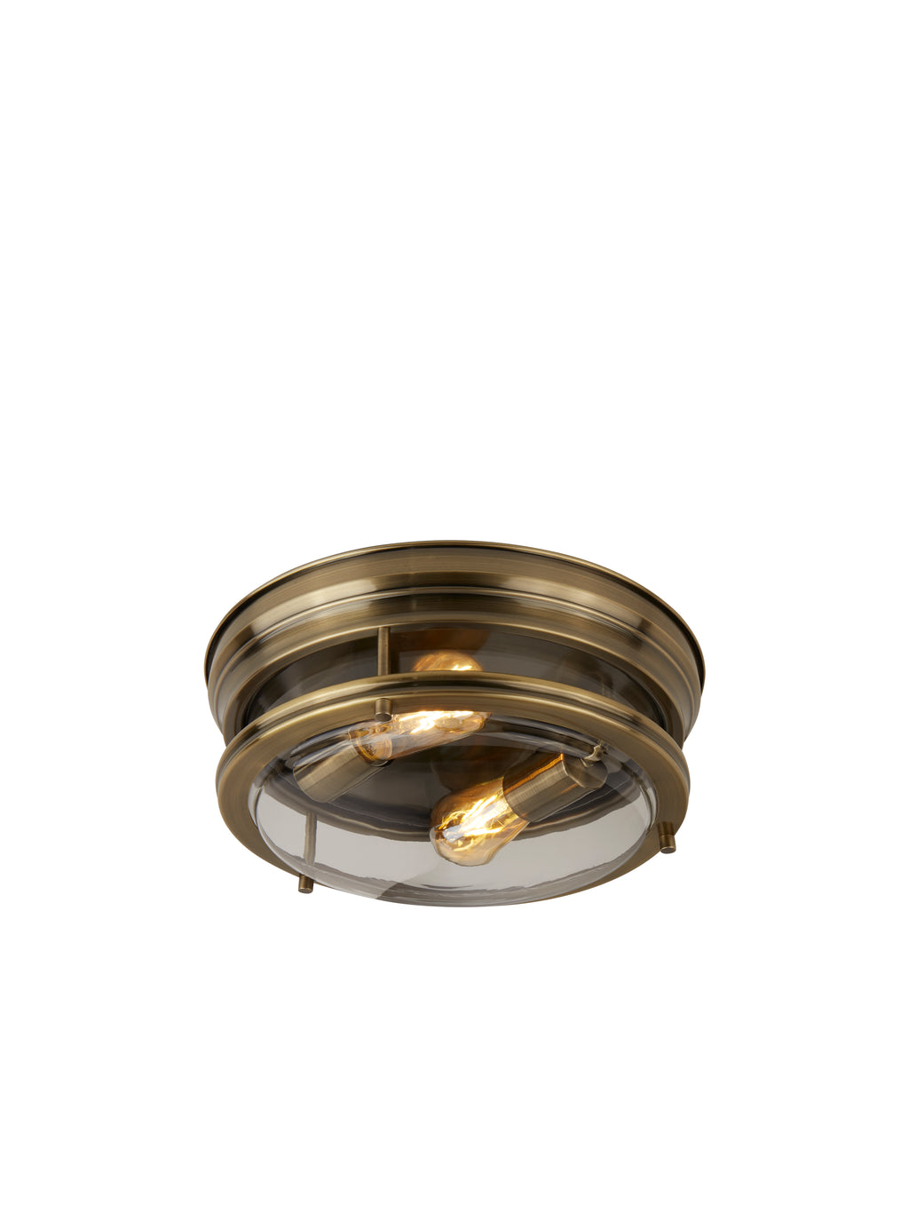 5182AB Edinburgh 2 Light Flush Antique Brass Clear Glass