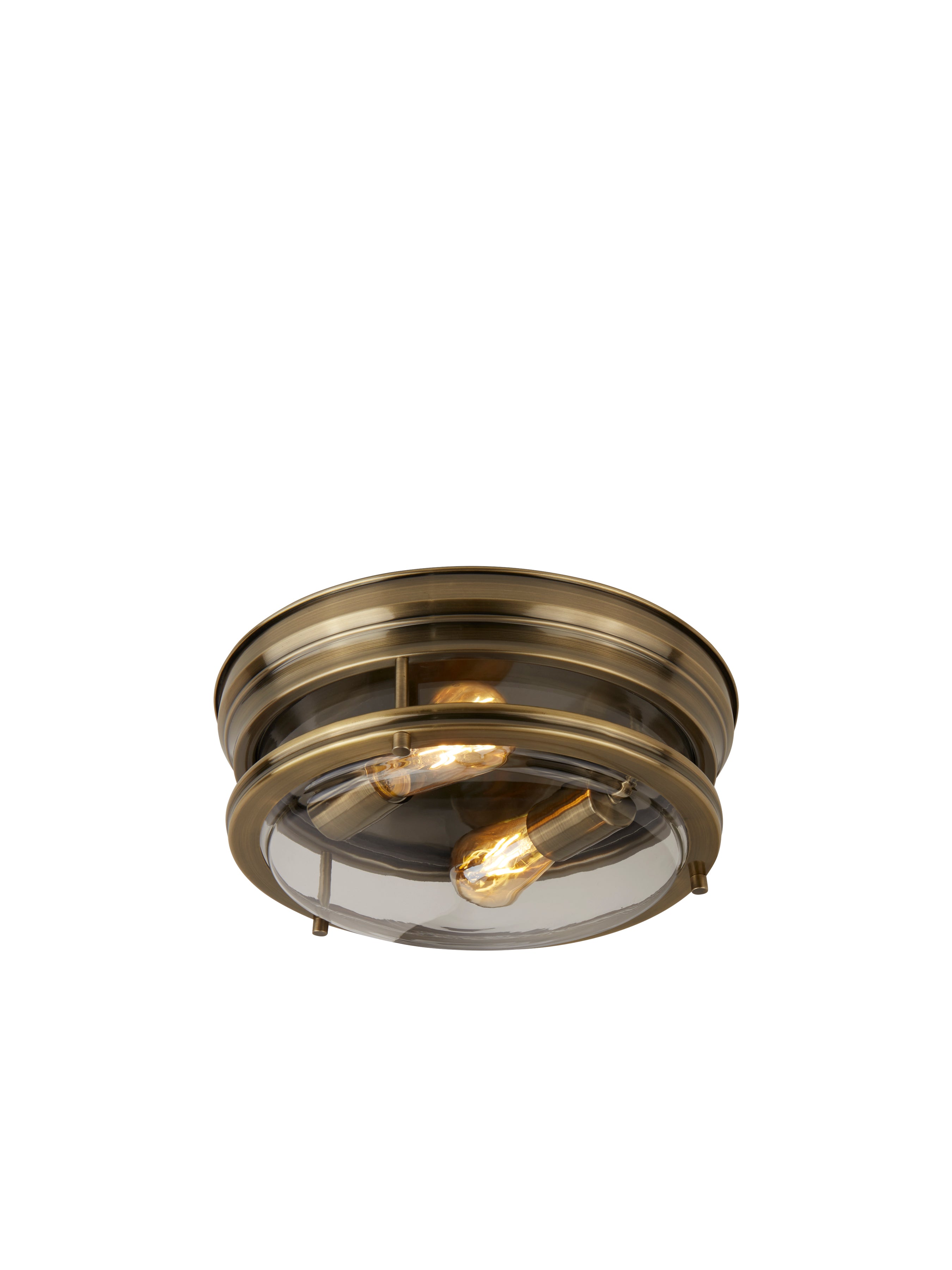 5182AB Edinburgh 2 Light Flush Antique Brass Clear Glass