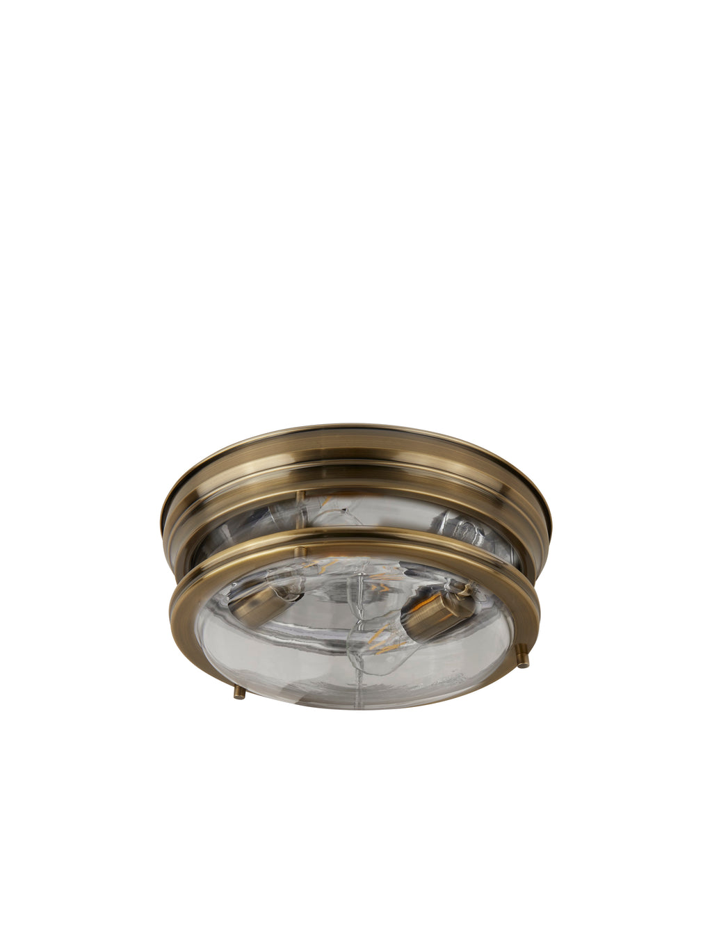 5182AB Edinburgh 2 Light Flush Antique Brass Clear Glass