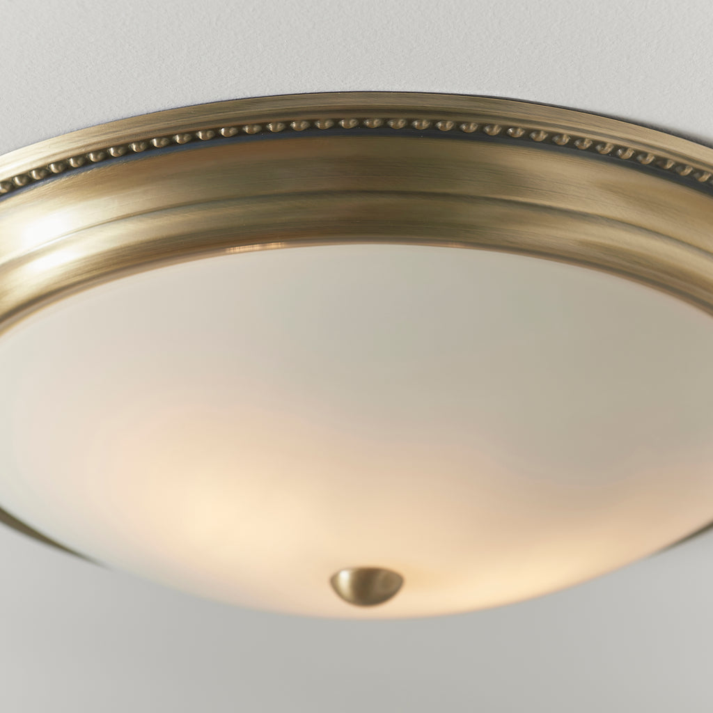91121 Atlas 2 Light Flush Ceiling Light Brass