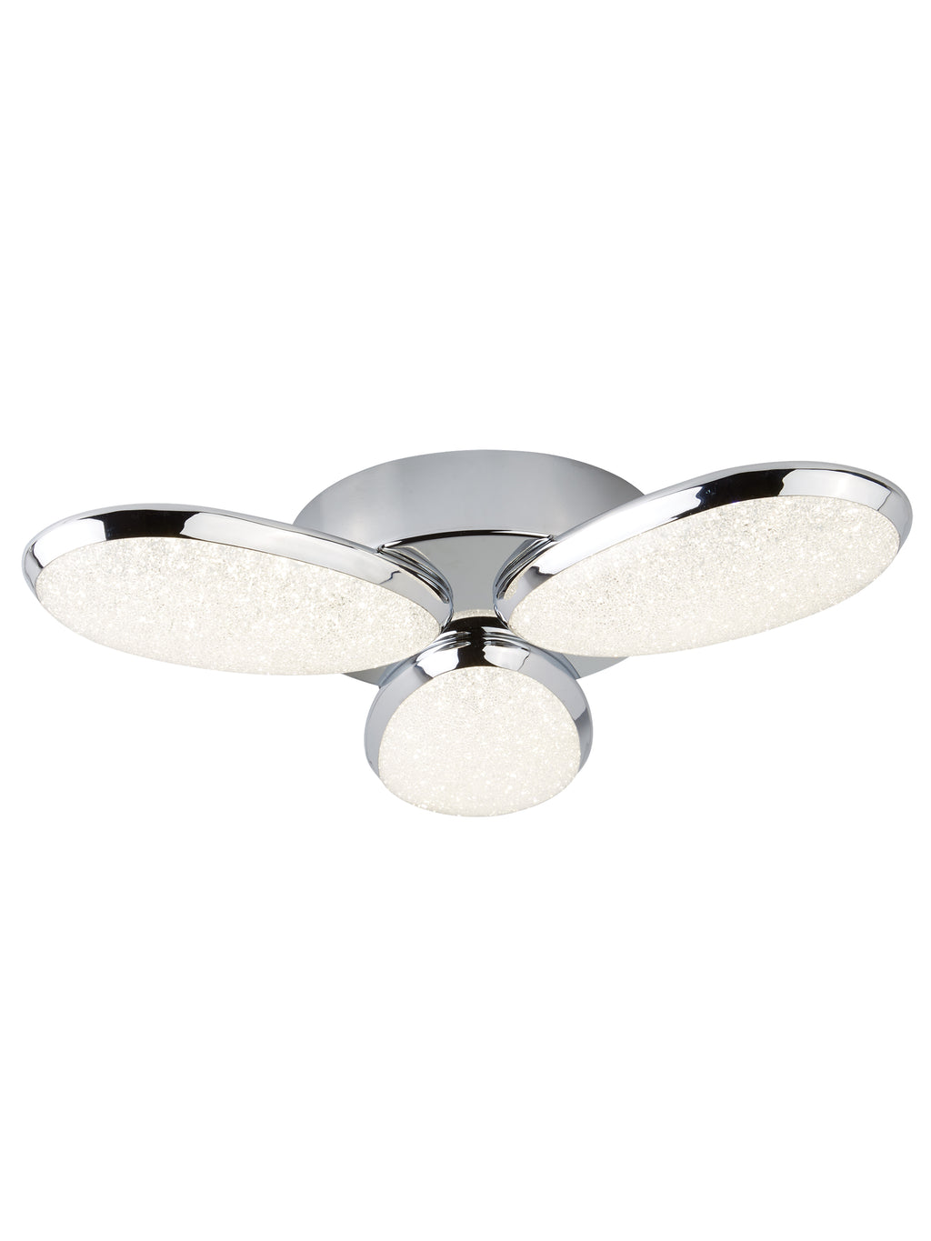 6213-3CC Lori 3 Light LED Ceiling Flush Crushed Ice Effect Shade Chrome