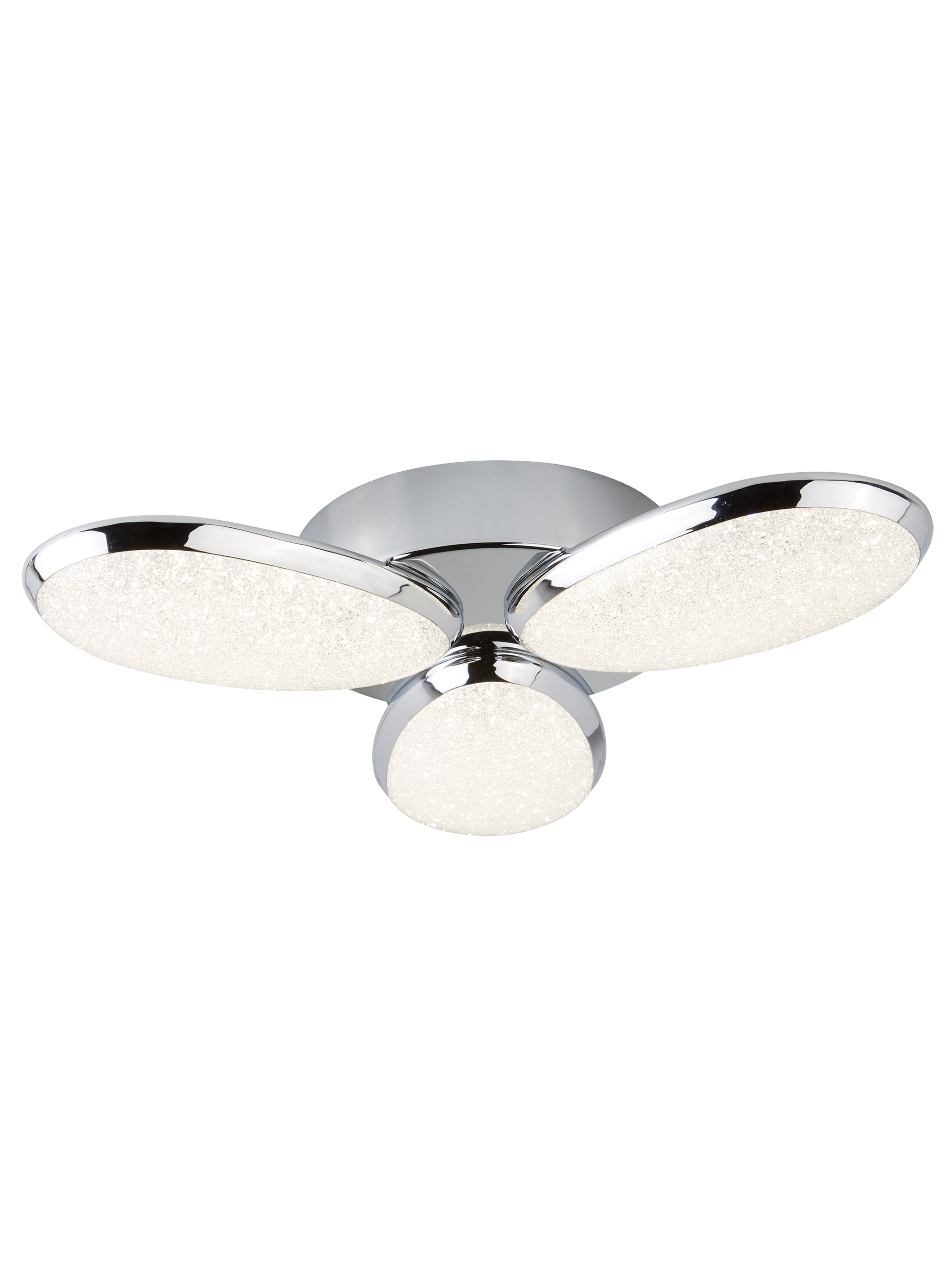 6213-3CC Lori 3 Light LED Ceiling Flush Crushed Ice Effect Shade Chrome