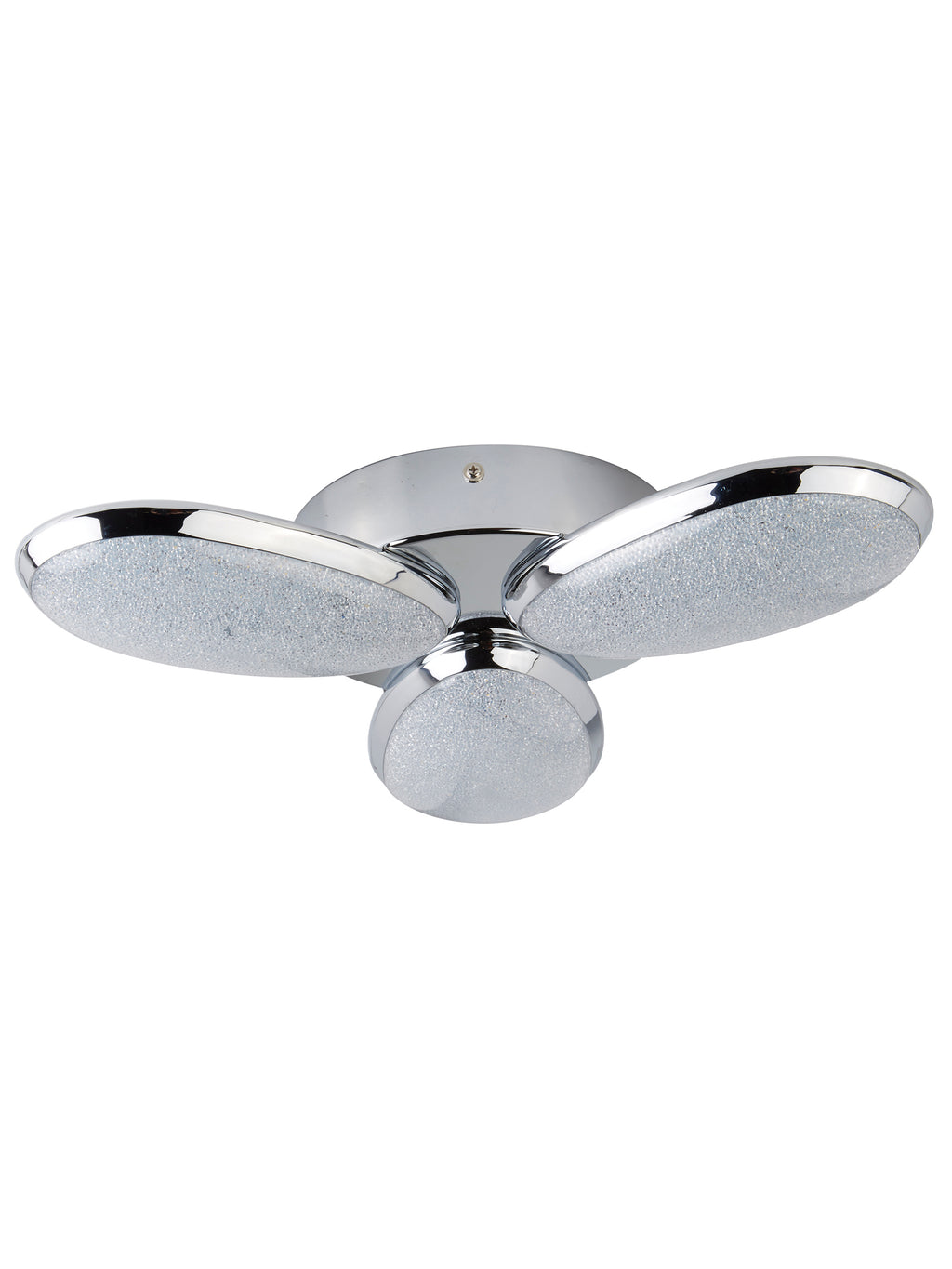 6213-3CC Lori 3 Light LED Ceiling Flush Crushed Ice Effect Shade Chrome