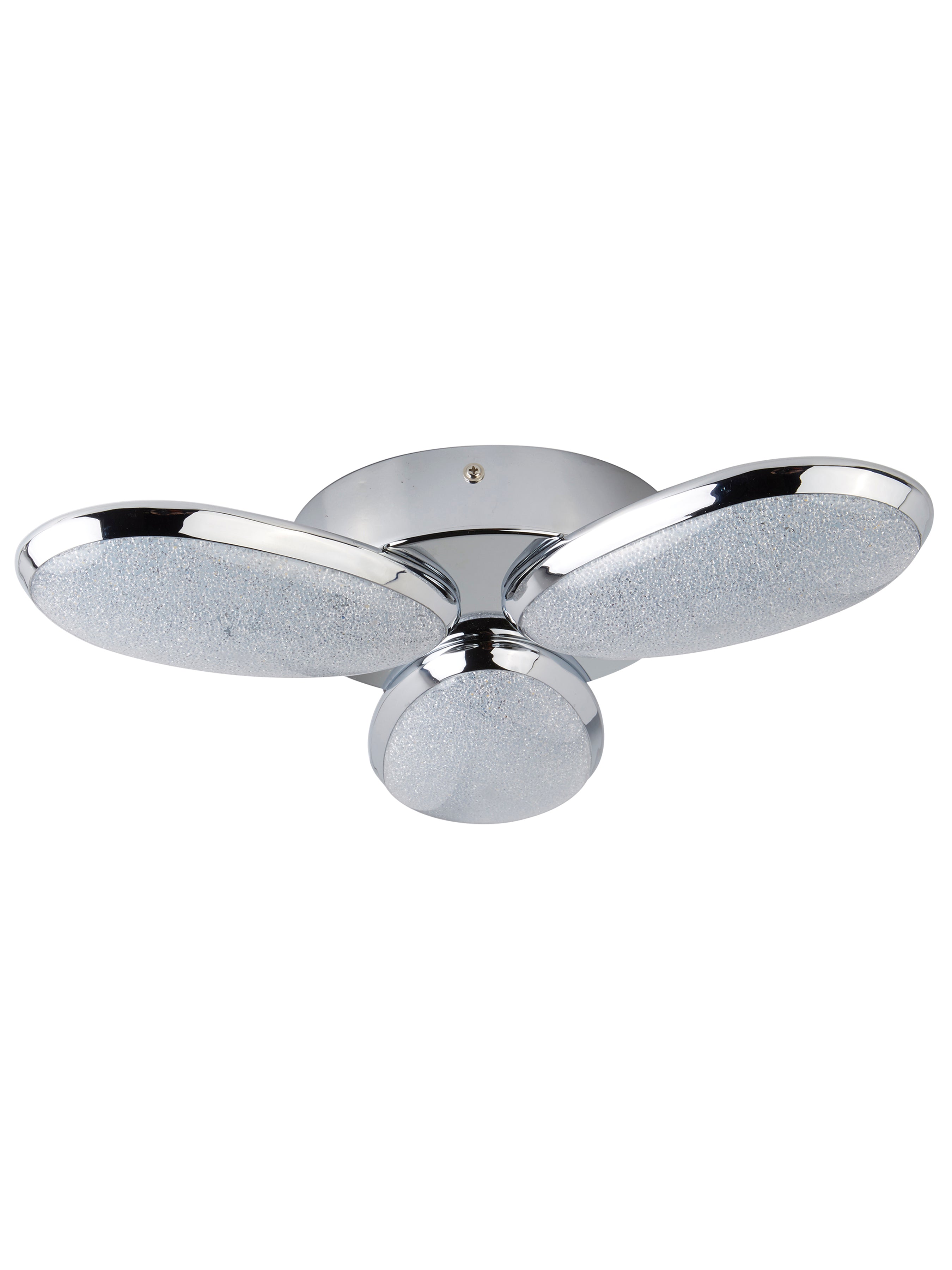 6213-3CC Lori 3 Light LED Ceiling Flush Crushed Ice Effect Shade Chrome