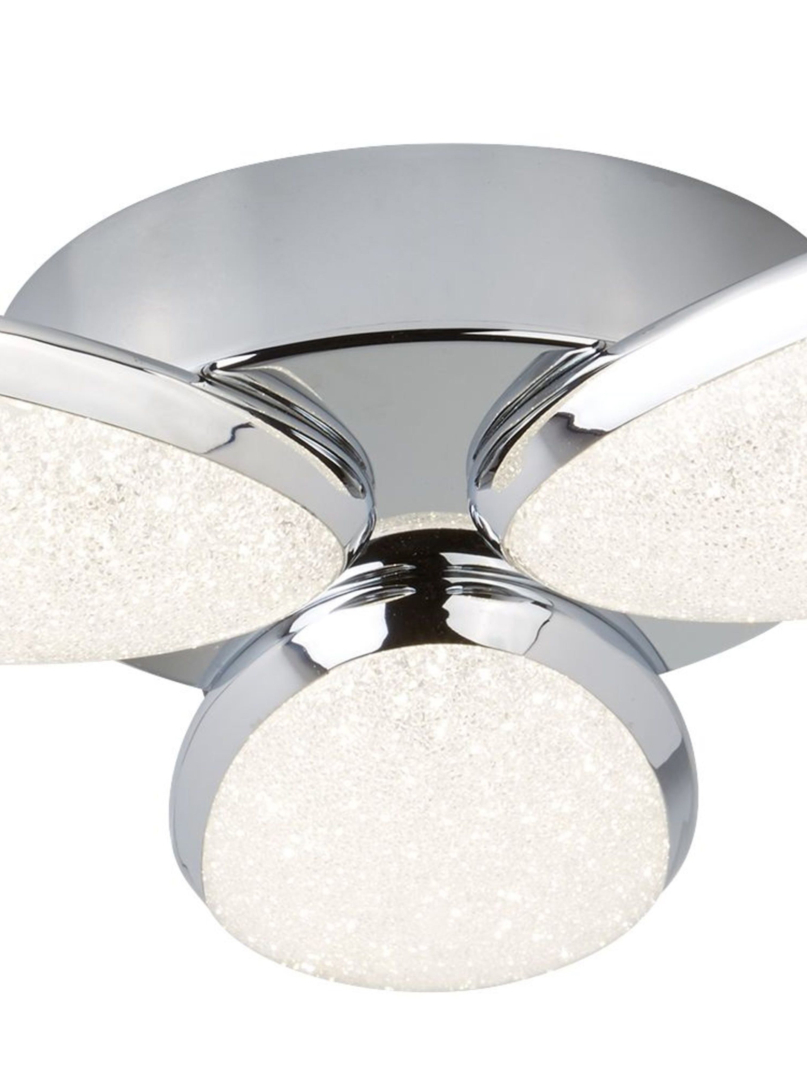 6213-3CC Lori 3 Light LED Ceiling Flush Crushed Ice Effect Shade Chrome