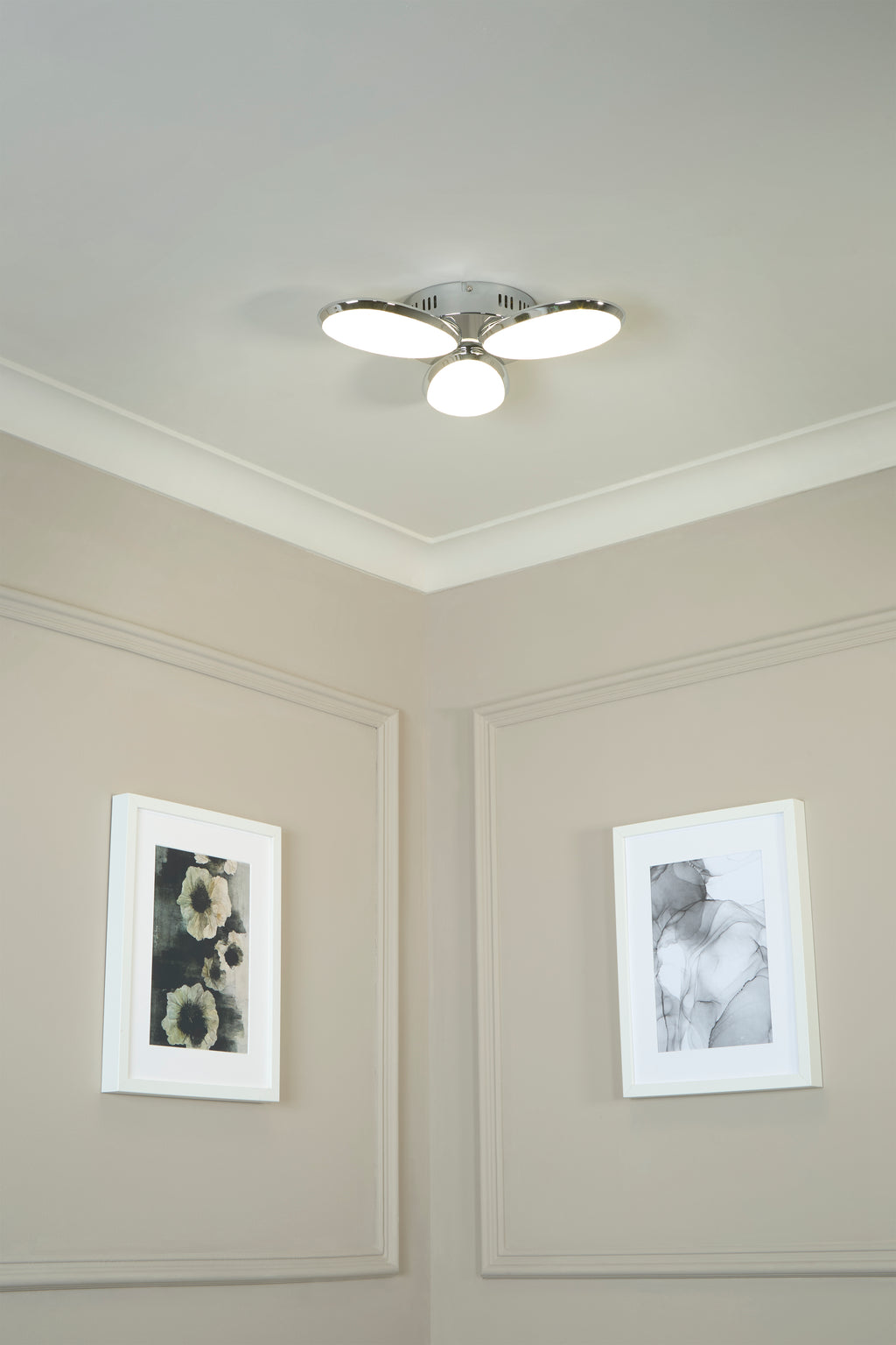 6213-3CC Lori 3 Light LED Ceiling Flush Crushed Ice Effect Shade Chrome