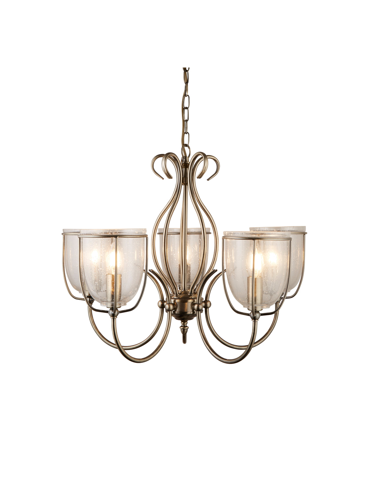 6355-5AB Silhouette 5 Light Antique Brass Fitting Cw Glass