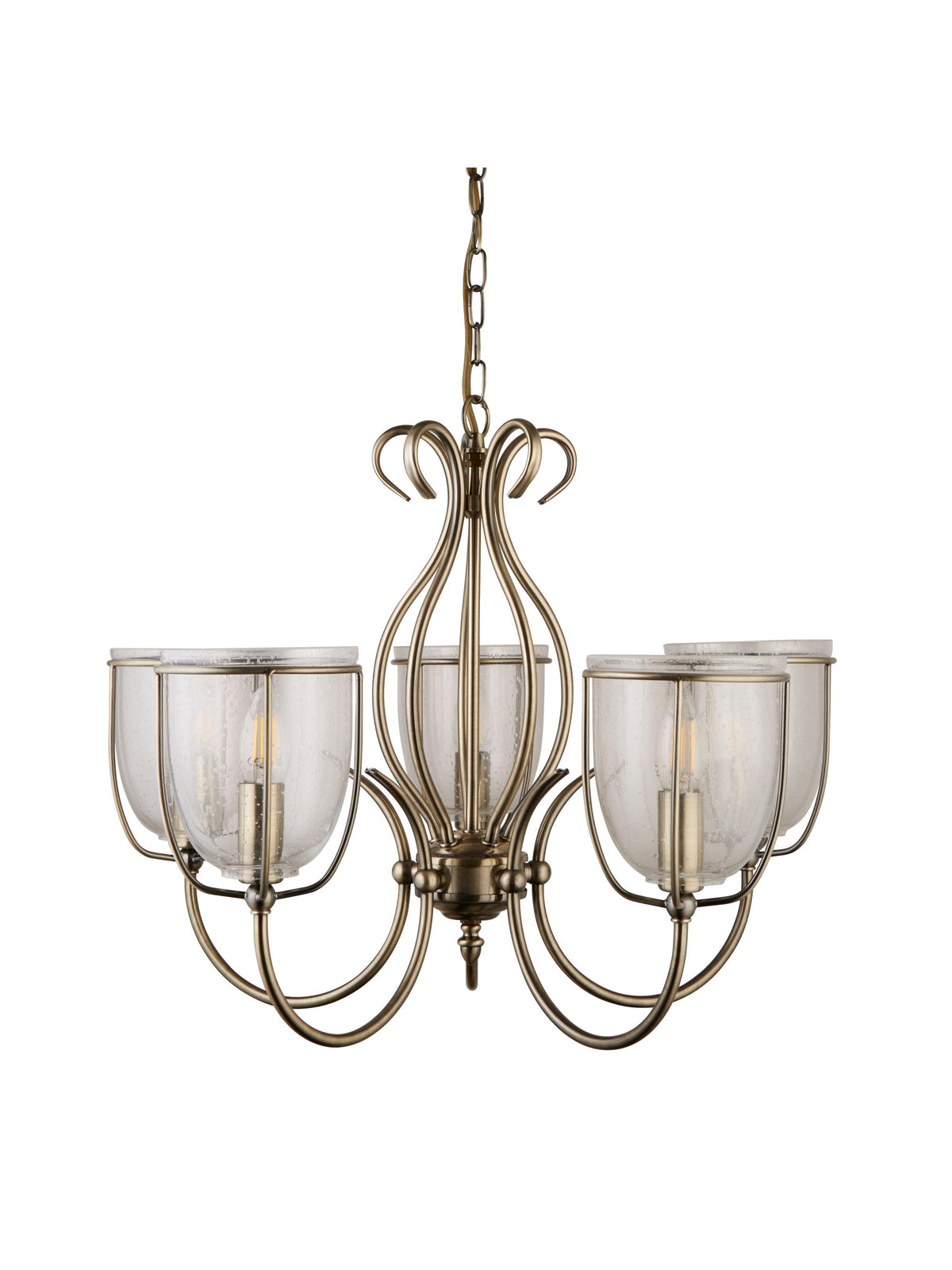 6355-5AB Silhouette 5 Light Antique Brass Fitting Cw Glass
