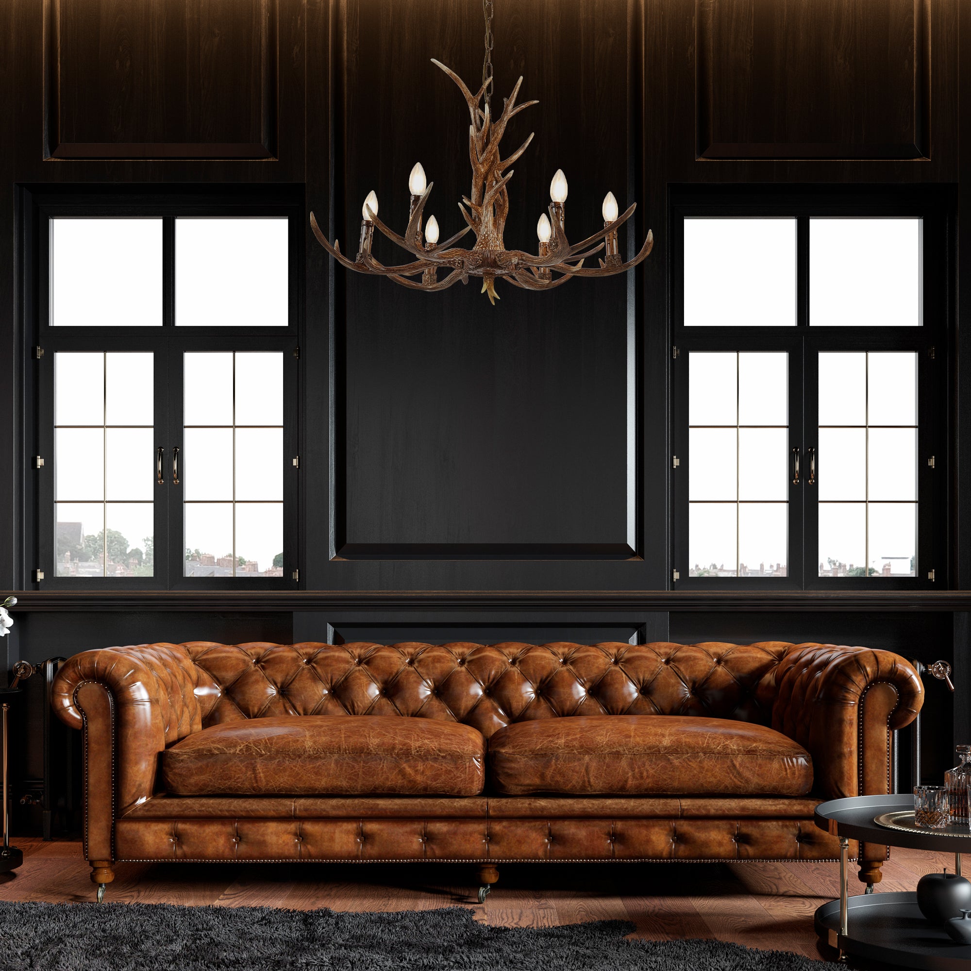6416-6BR Stag 6 Light Antler Ceiling Fitting