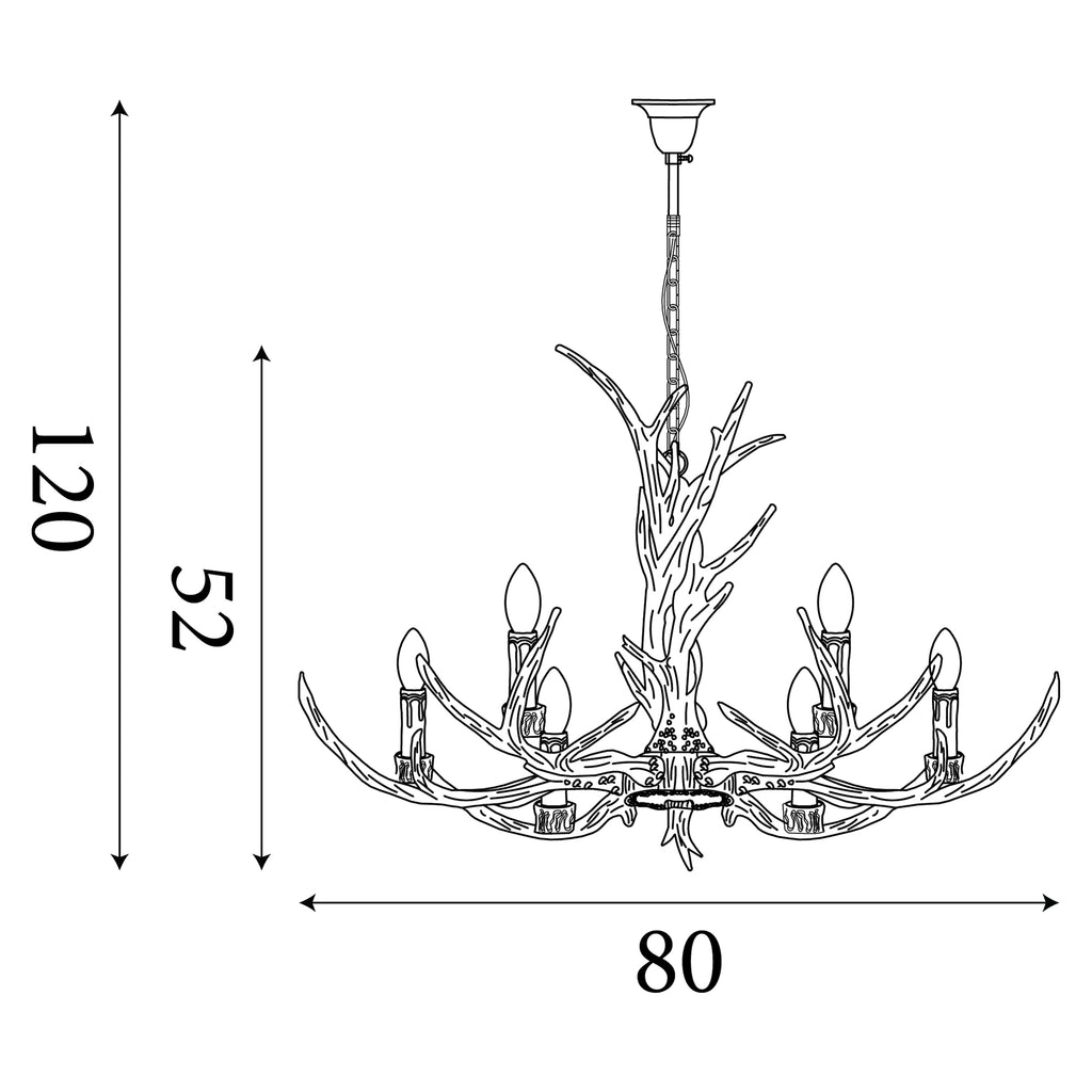 6416-6BR Stag 6 Light Antler Ceiling Fitting